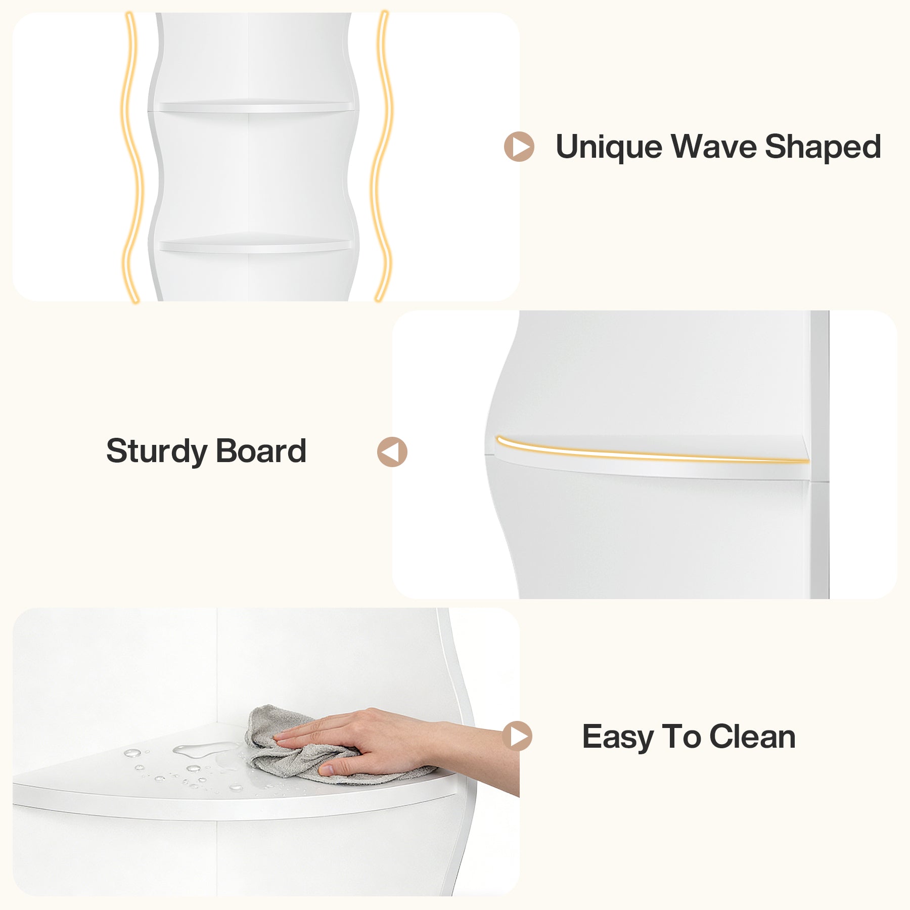 5-Tier Corner Shelf, 70.8" Corner Bookshelf Wavy Shaped Display Rack