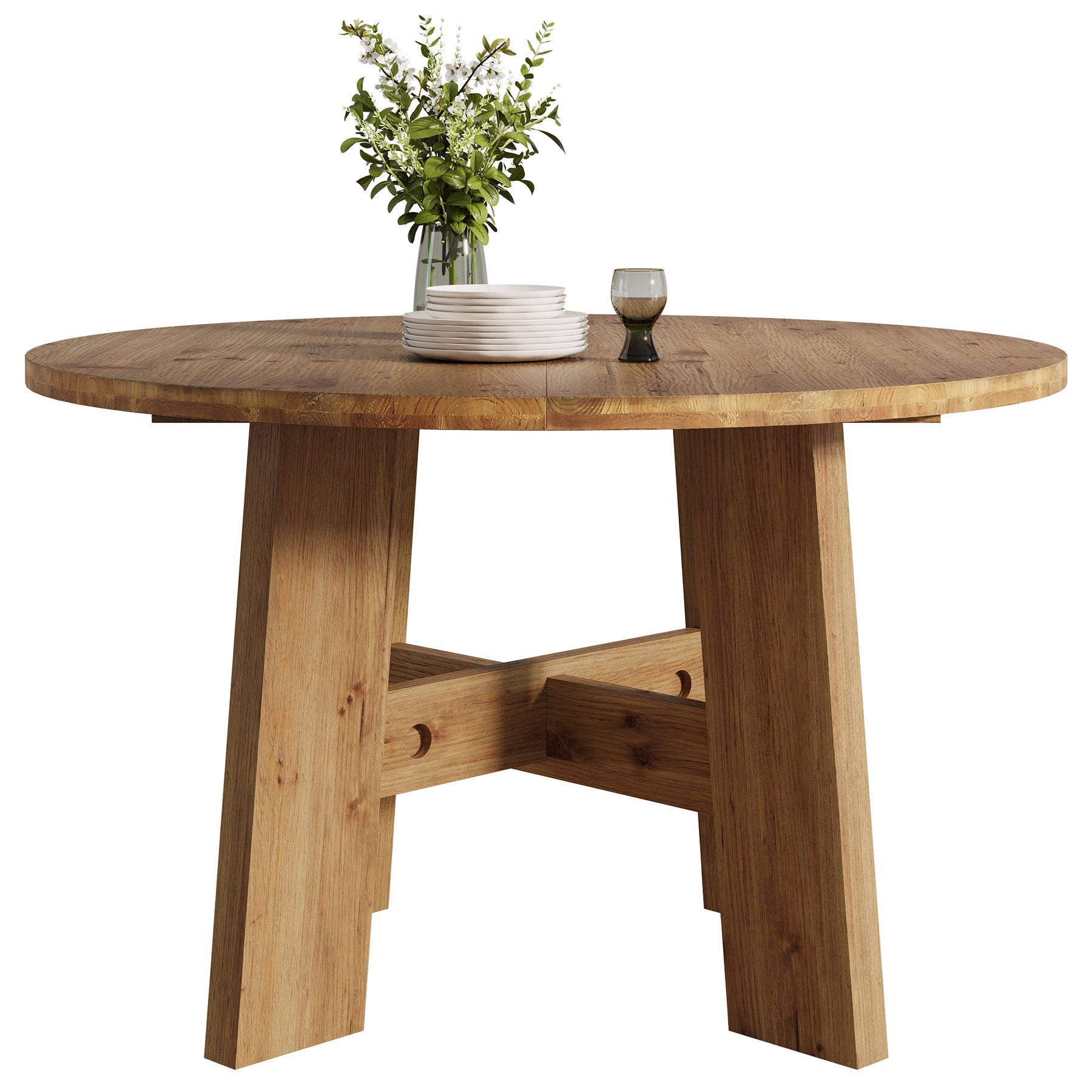 Tribesigns 47-Inch Solid Wood Round Dining Table, Farmhouse Kitchen Table for 4-6 People