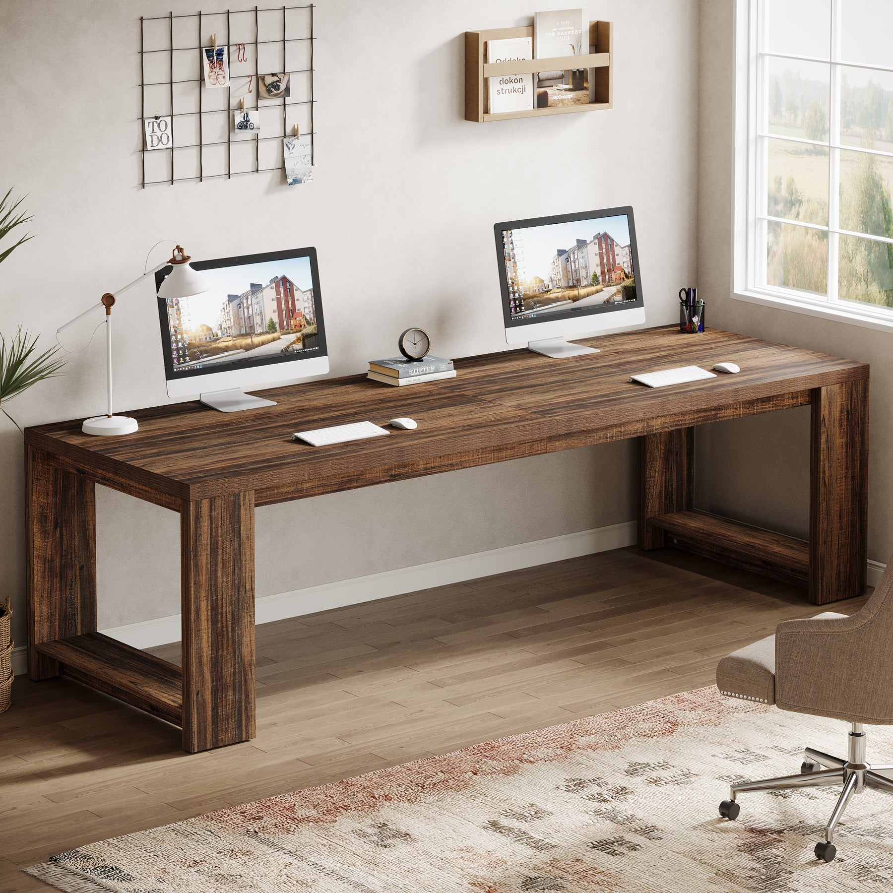 86" Two Person Desk, Long Computer Desk Conference Table for Home Office