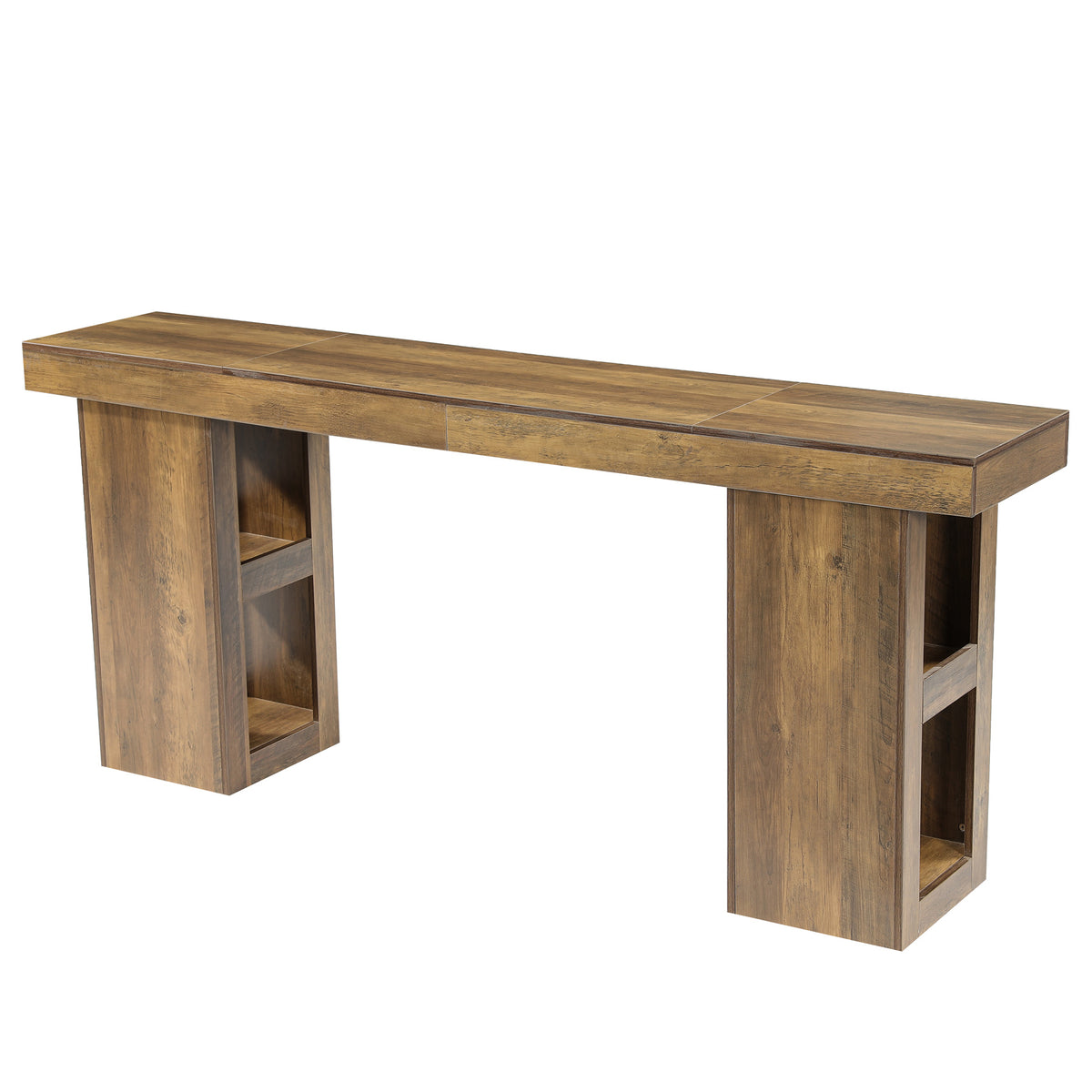 Tribesigns 78.7-Inch Extra-Long Bar Table for 4–8, Farmhouse Counter Height Dining Table with 4-Tier Storage Shelves
