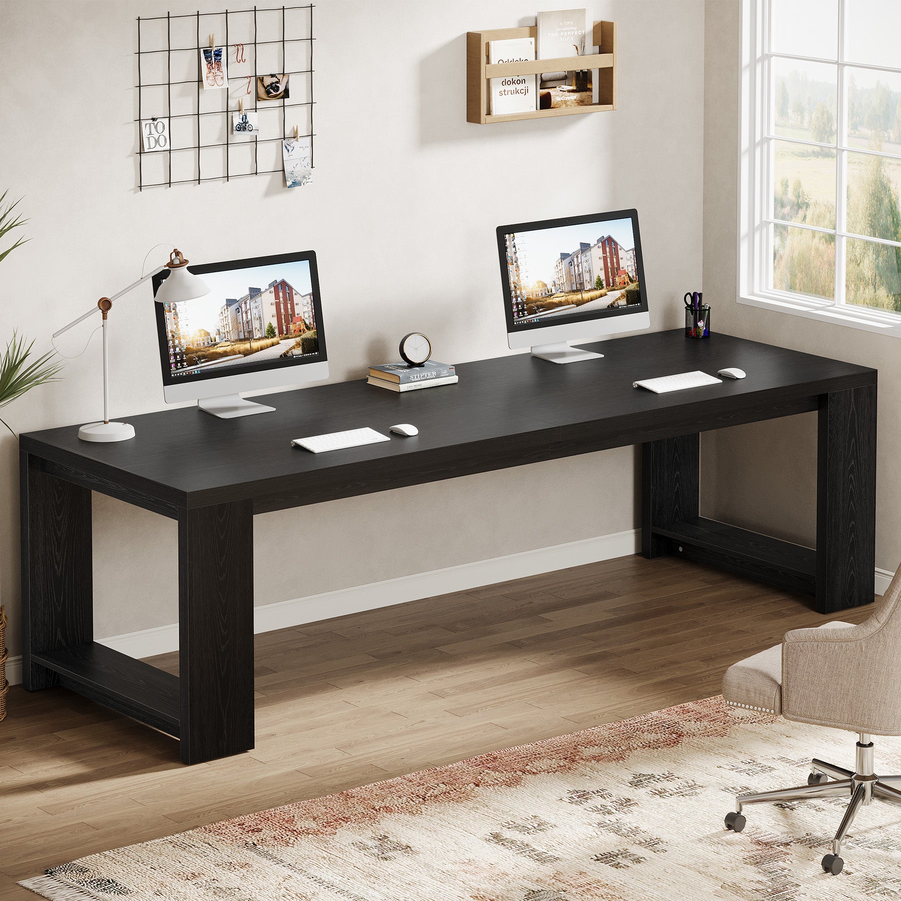 86" Two Person Desk, Long Computer Desk Conference Table for Home Office