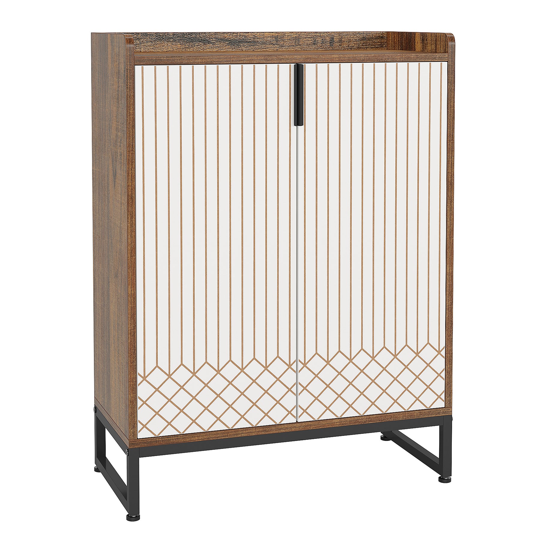 5-Tier Shoe Cabinet with Doors, Freestanding Wood Shoe Organizer for Entryway