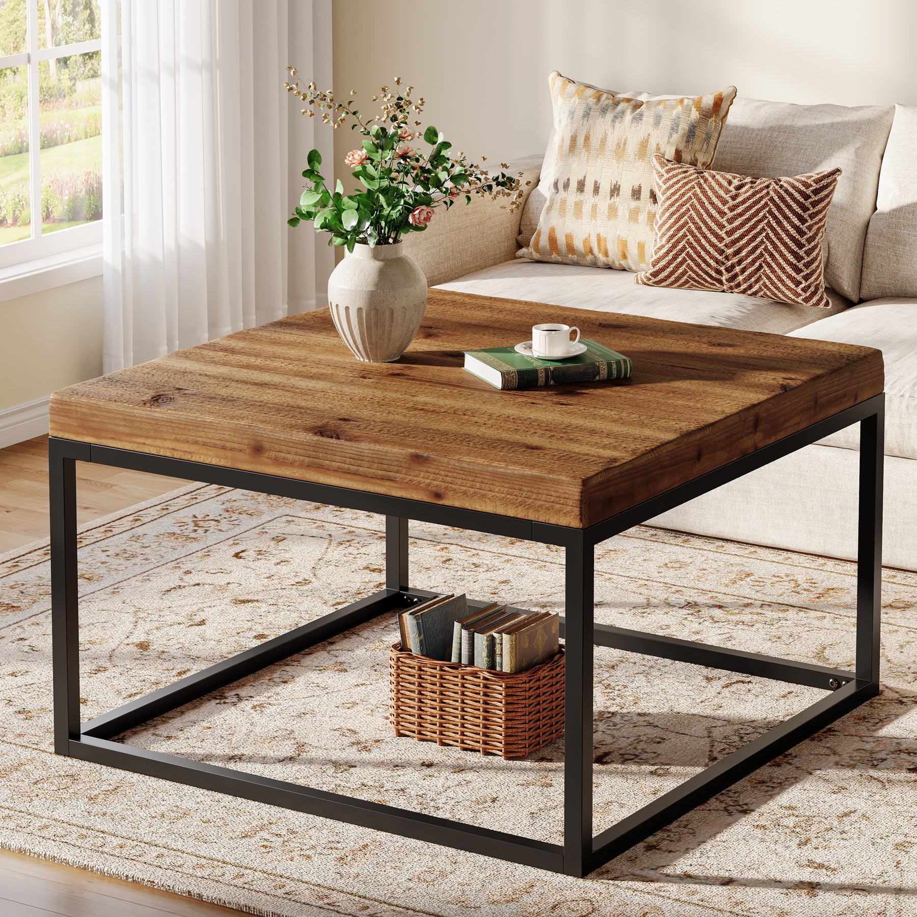 Square Solid Wood Coffee Table, 31.5