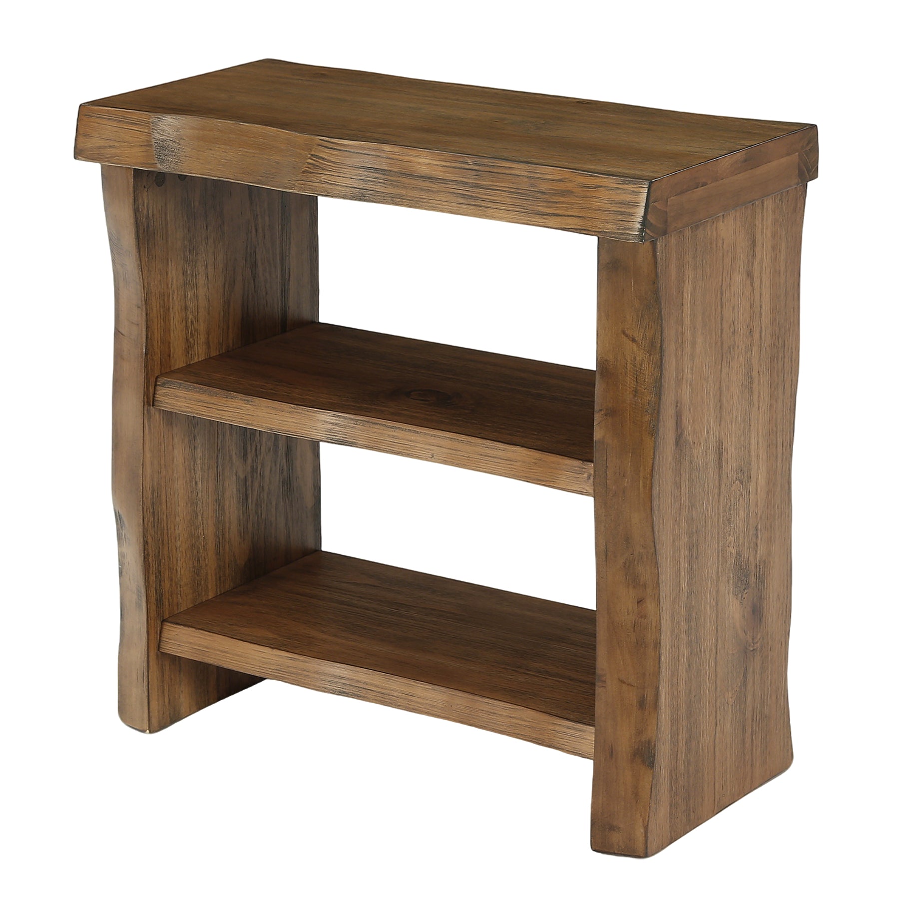 Tribesigns Solid Wood End Table, 3-Tier Live Edge Side Table for Bedroom