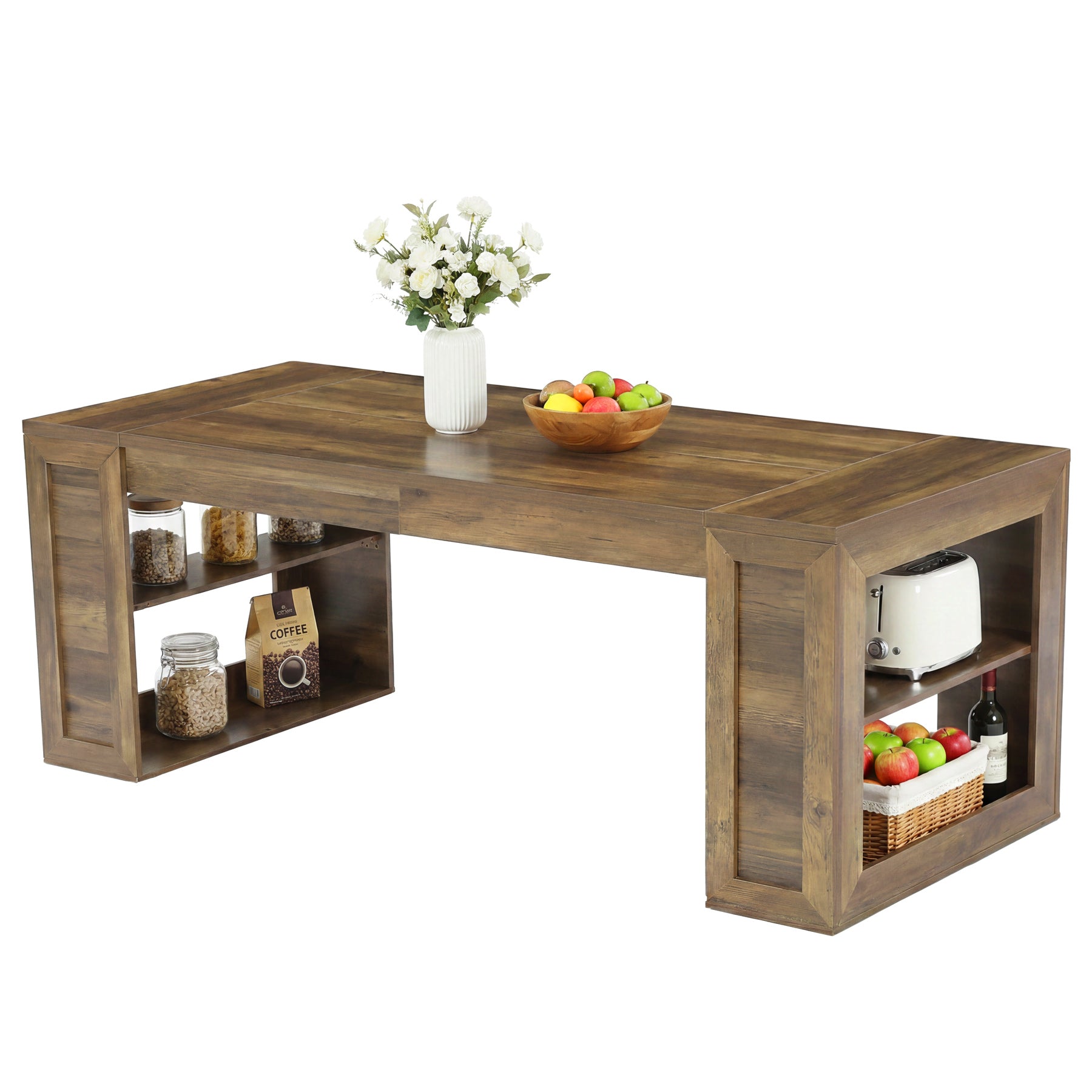 Tribesigns 70.8-Inch Dining Table, 6-Person Kitchen Table with Shelves