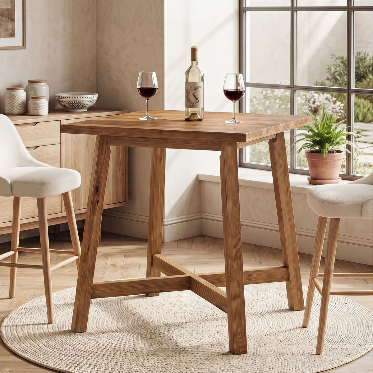 Solid Wood Bar Table, 31.5" Square Counter Height Pub Bistro Table ...