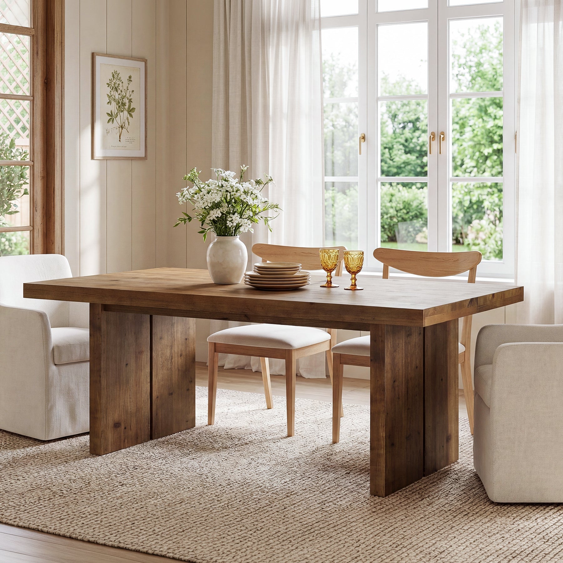Tribesigns 63" Solid Wood Dining Table, Rectangle Kitchen Table for Dining Room