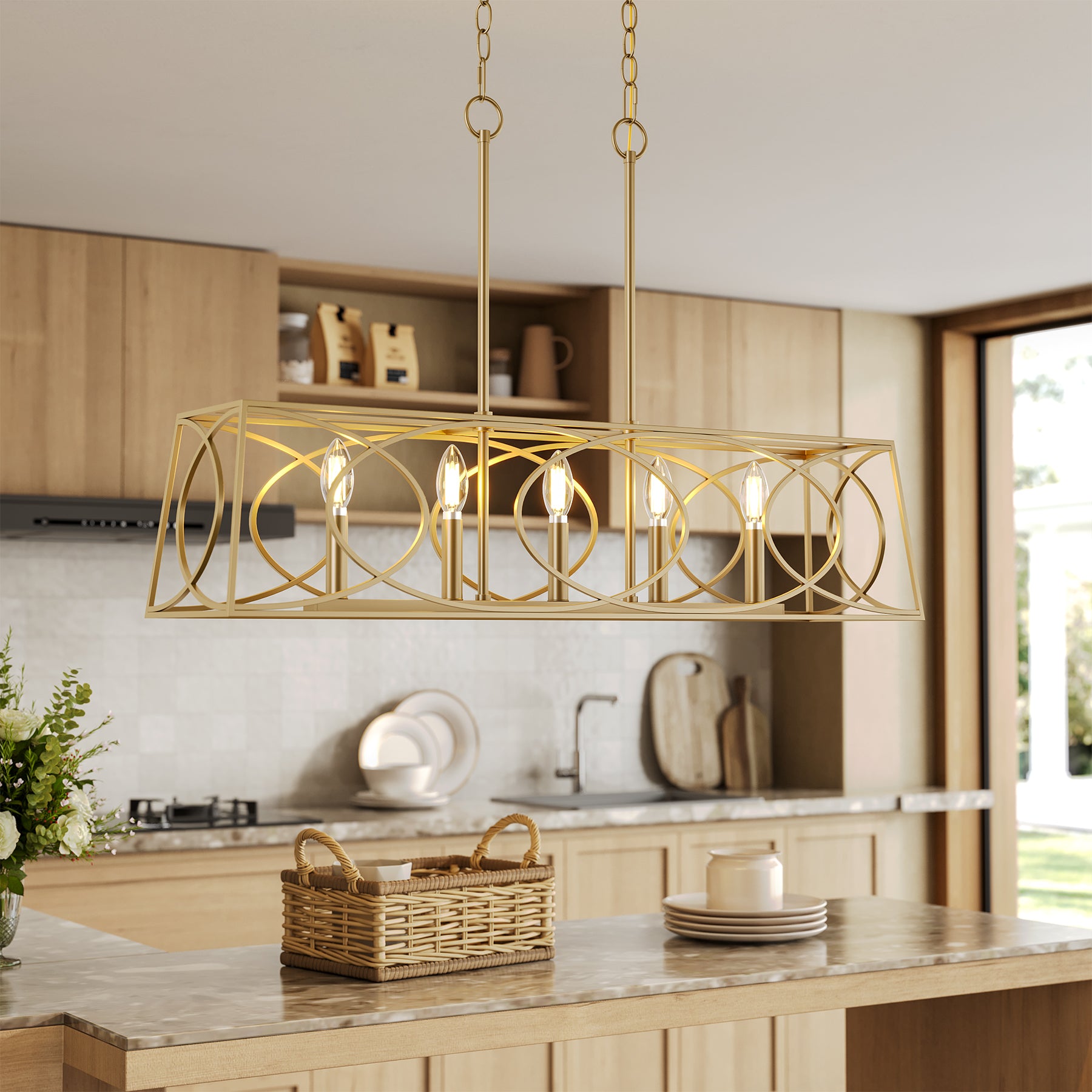5-Lights Light Fixture, Modern Chandeliers Kitchen Island Ceiling Lighting