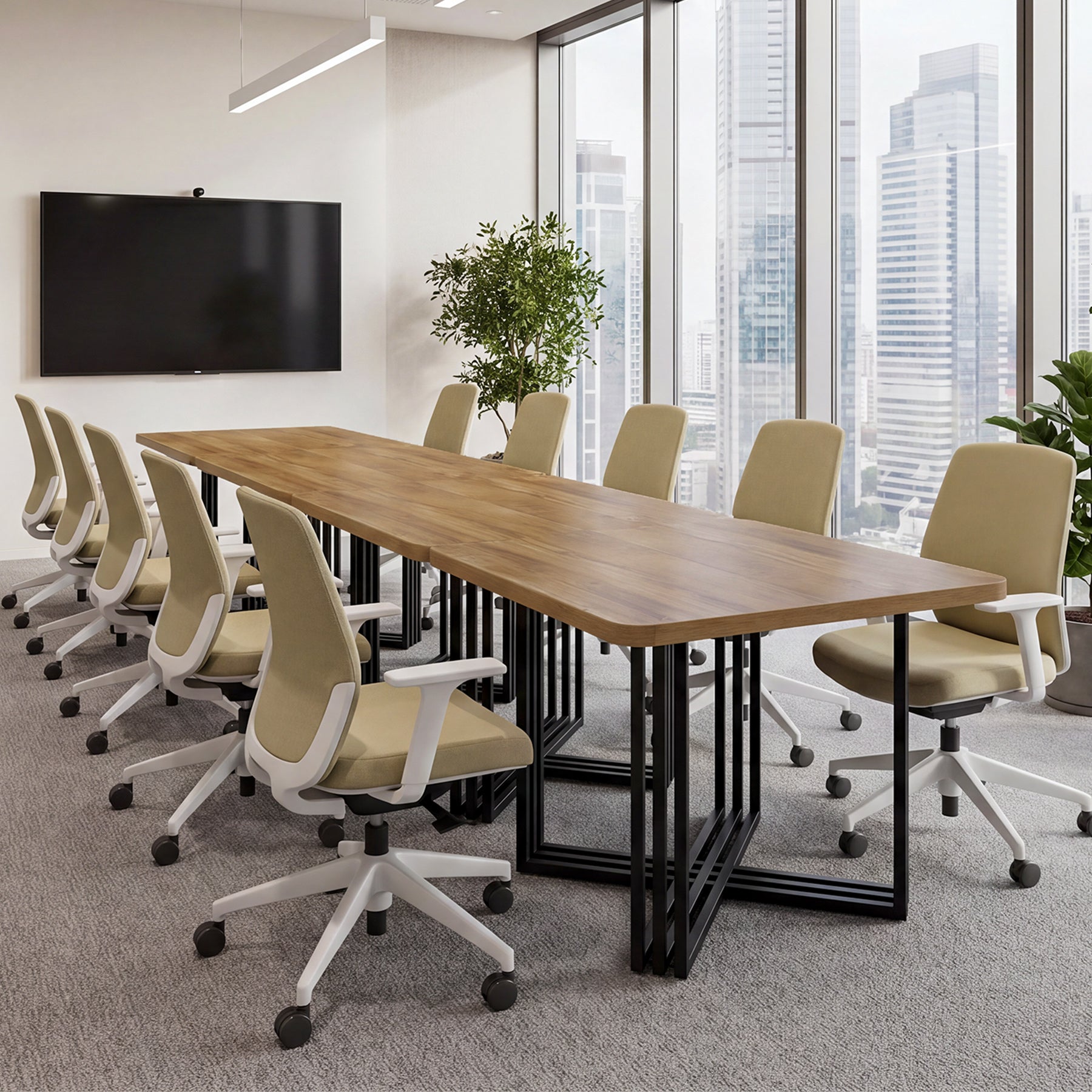 39.4-Inch Conference Table for 4, Compact Modular Meeting Table for Small Offices