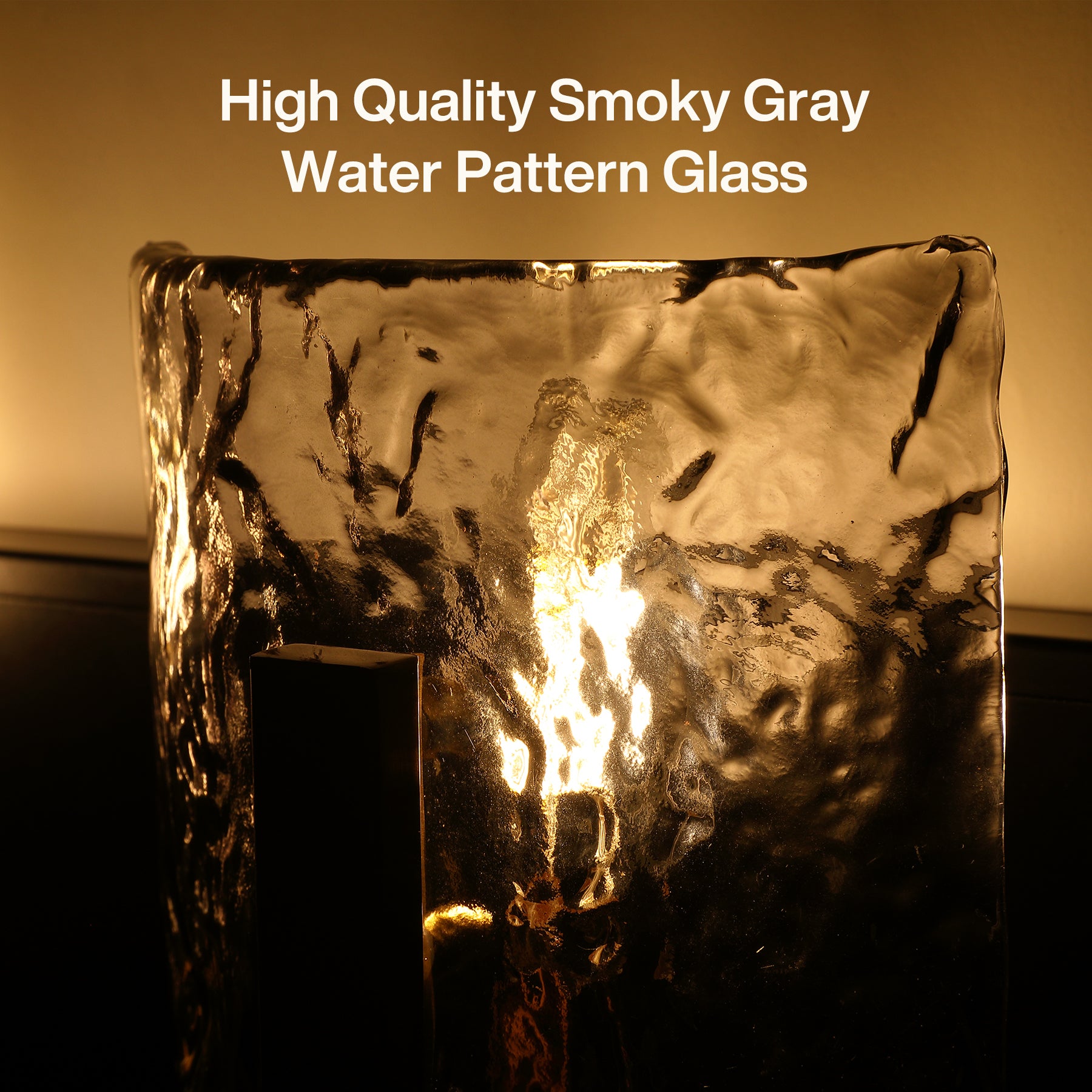 3‑Light Bathroom Light Fixtures, Modern Vanity Light with Smoky Gray Water Ripple Glass