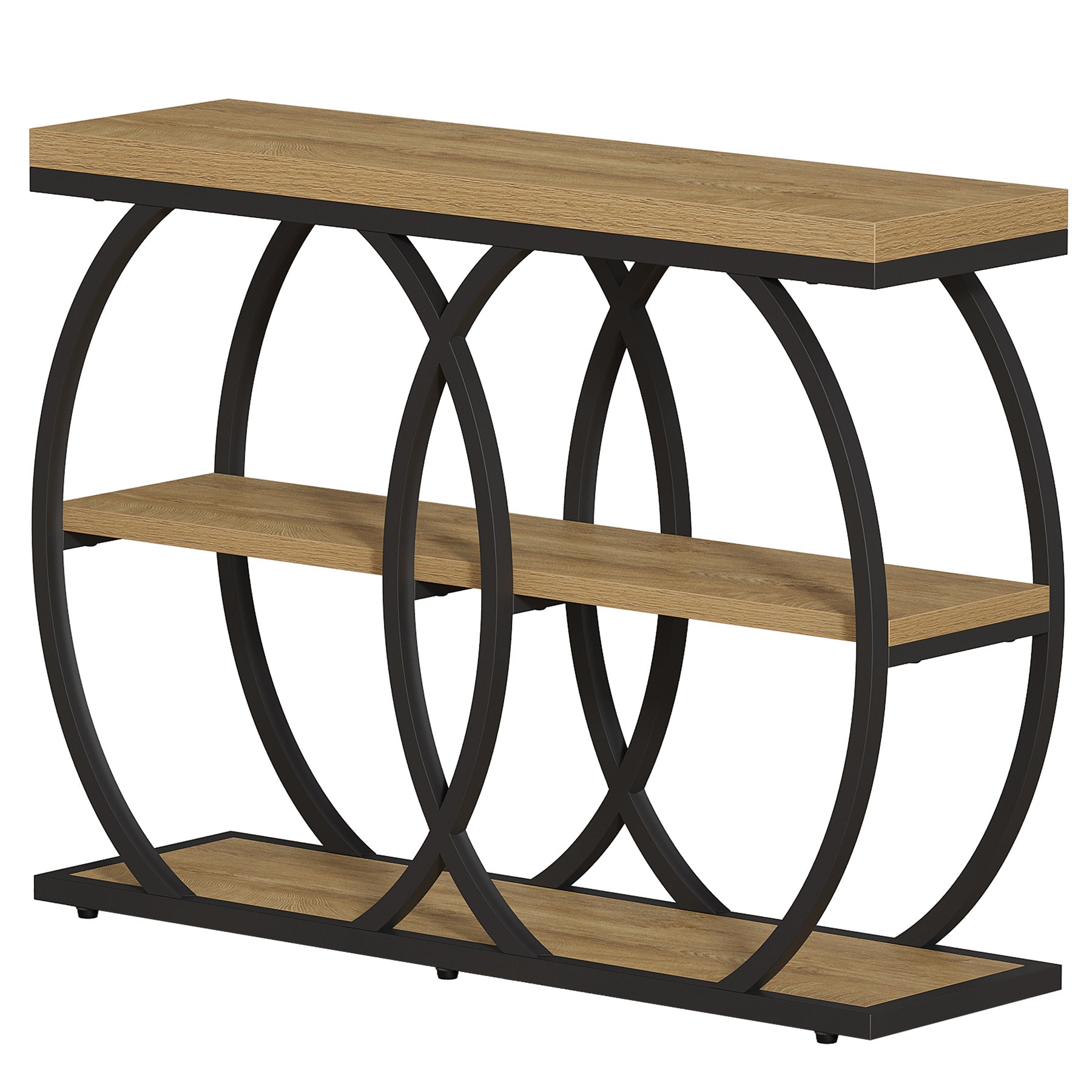 41.3" Industrial Console Table with 3-Tier Shelves, Narrow Entryway Sofa Table with Metal Frame