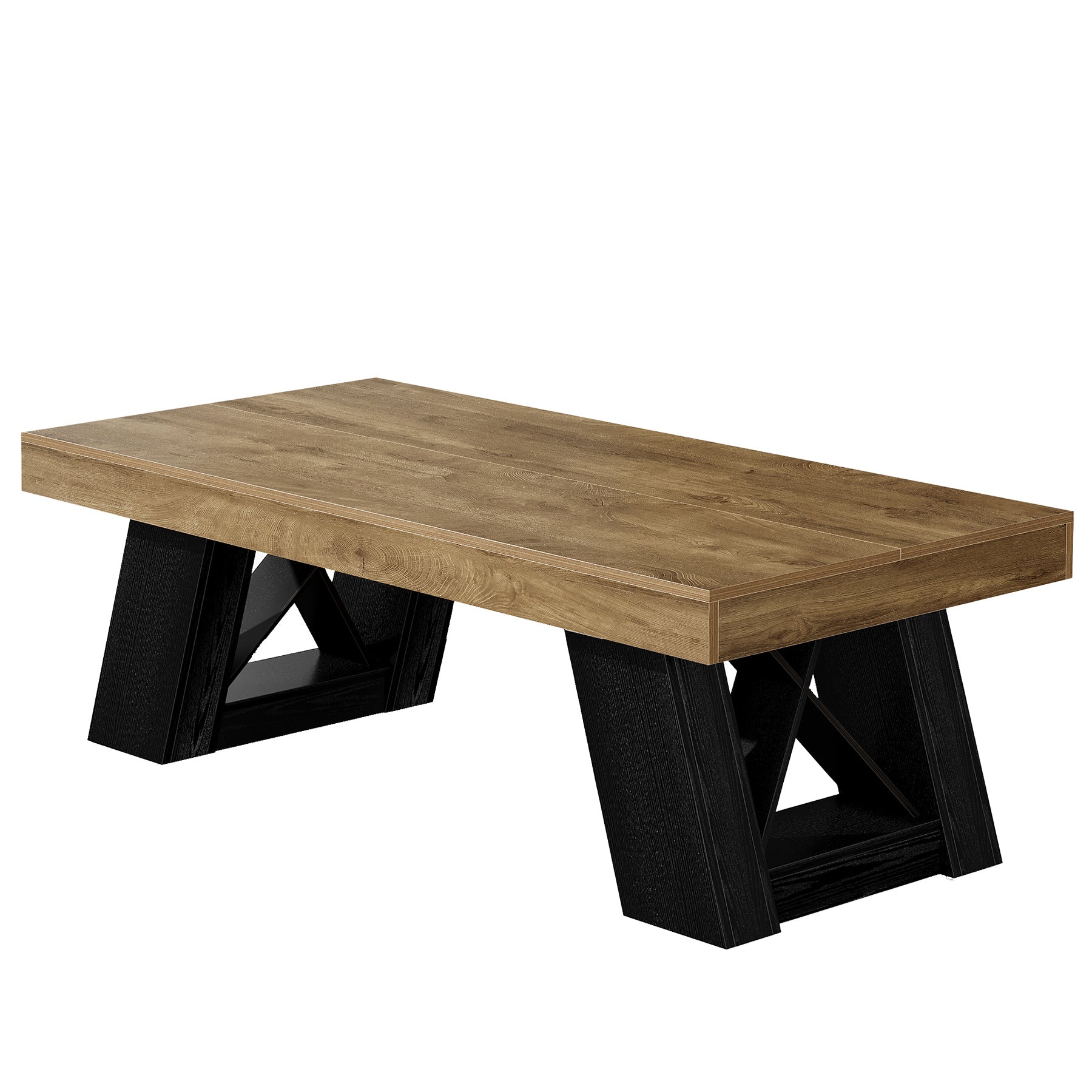 Tribesigns 55-Inch Large Coffee Table, Thick Top X-Frame Table for Living Room