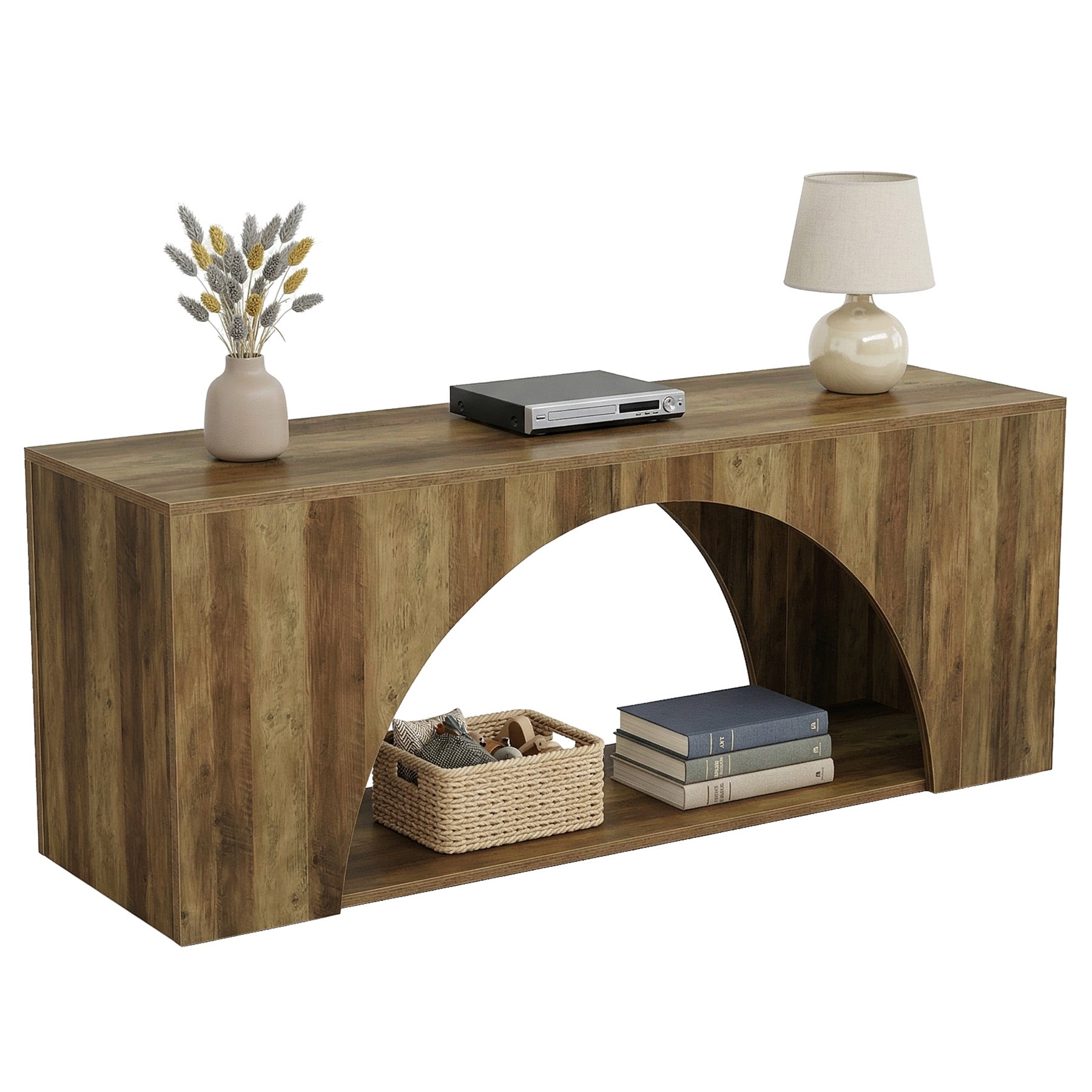 Tribesigns 63" Wood TV Stand, Media Console with Shelves for Living Room