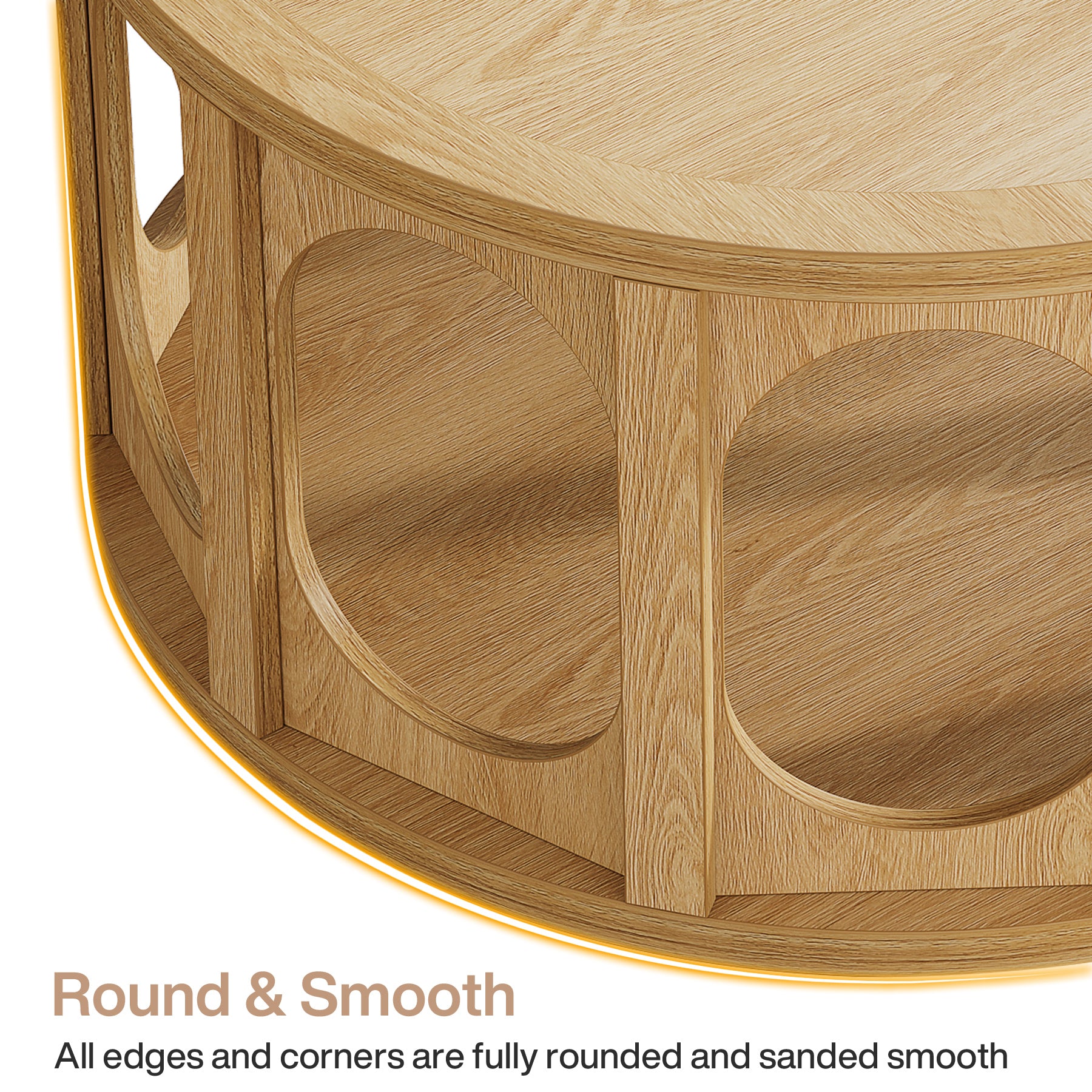 Round Coffee Table with Tray-Style Top