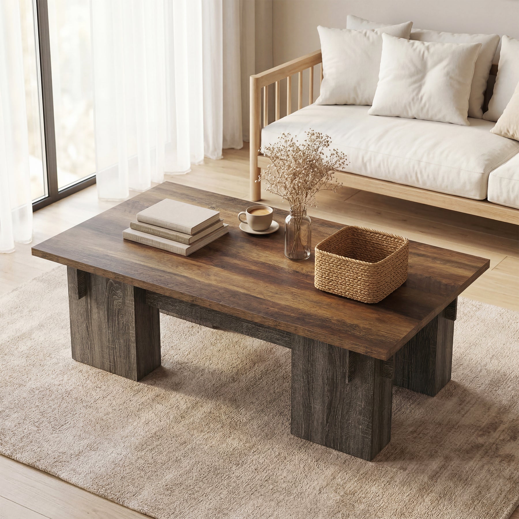 55" Rectangular Coffee Table for Living Room