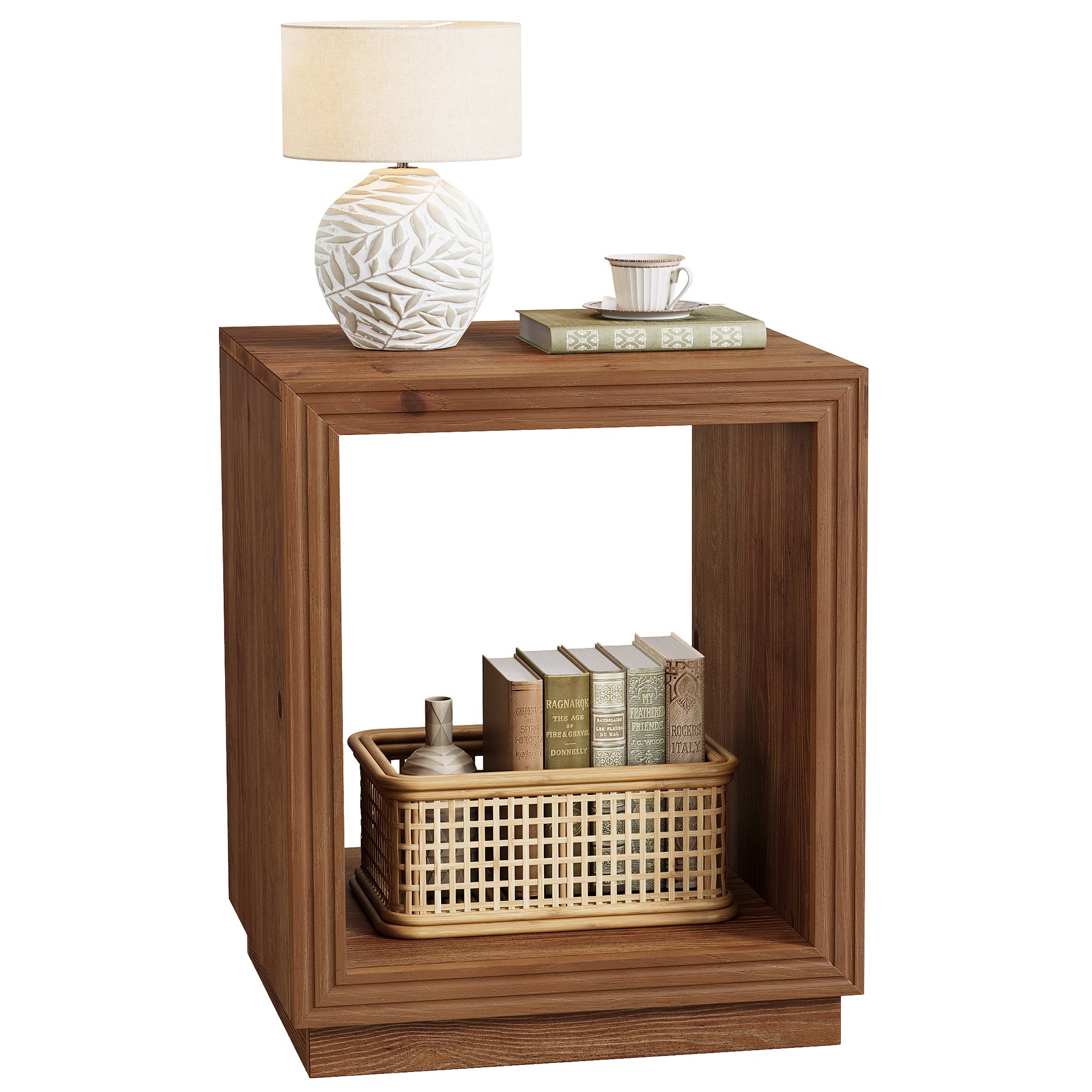 Tribesigns 19.69" Solid Wood Side Table, Rustic 2-Tier Storage End Table for Small Spaces