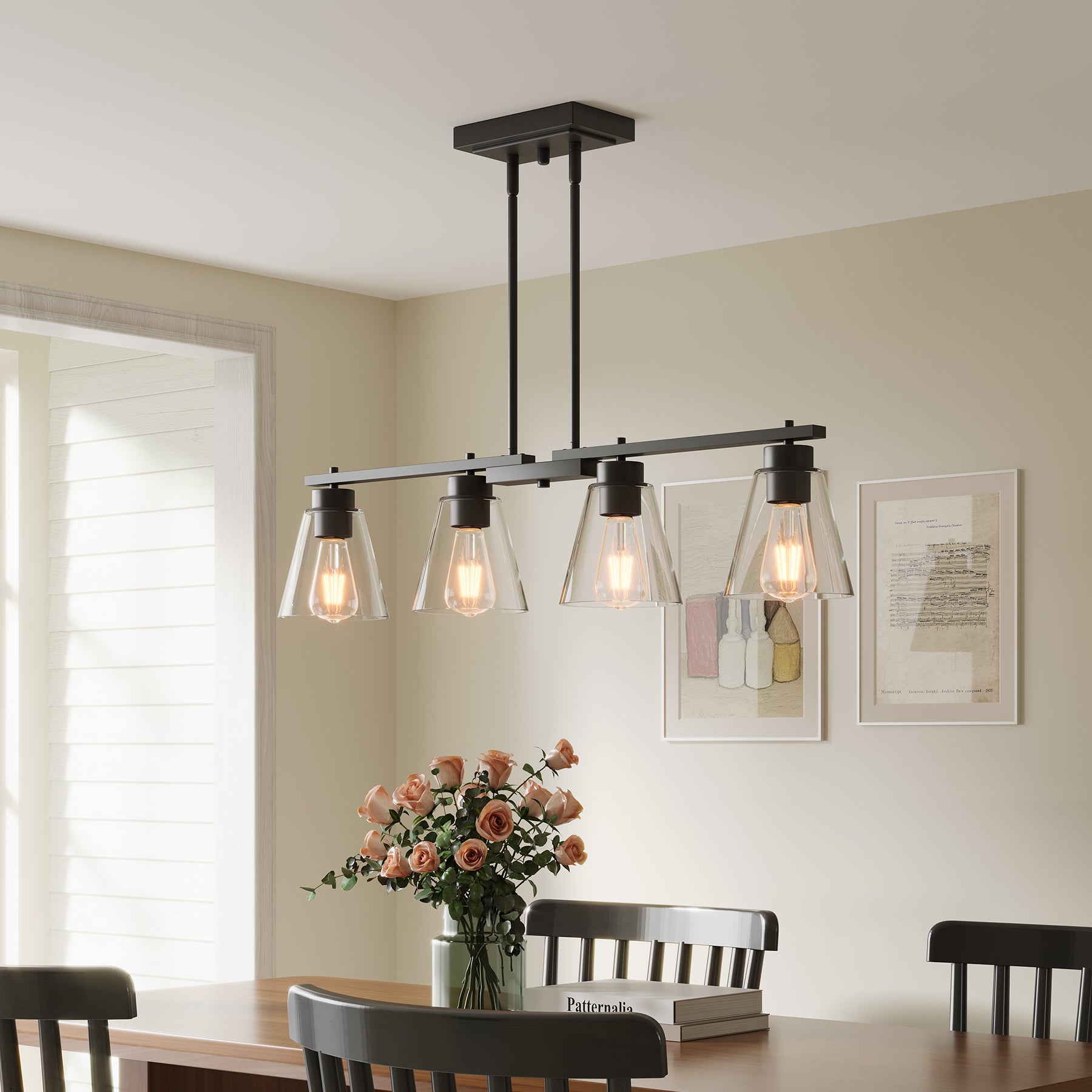 Dining Room Light Fixture, 4 - Light Kitchen Island Lighting Chandeliers Tribesigns
