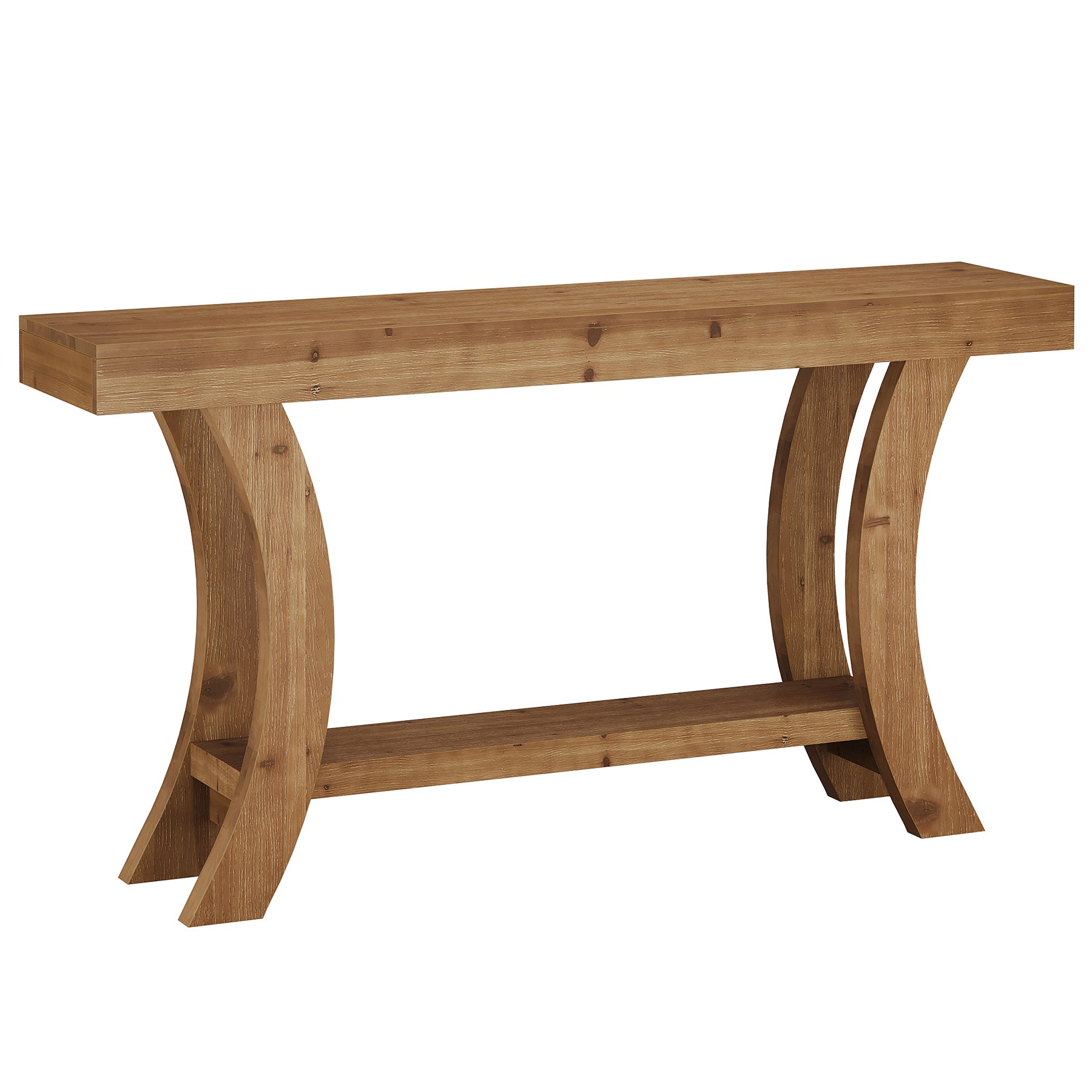 63" Solid Wood Console Table, Farmhouse Sofa Table with Storage Shelf & Arch Frame