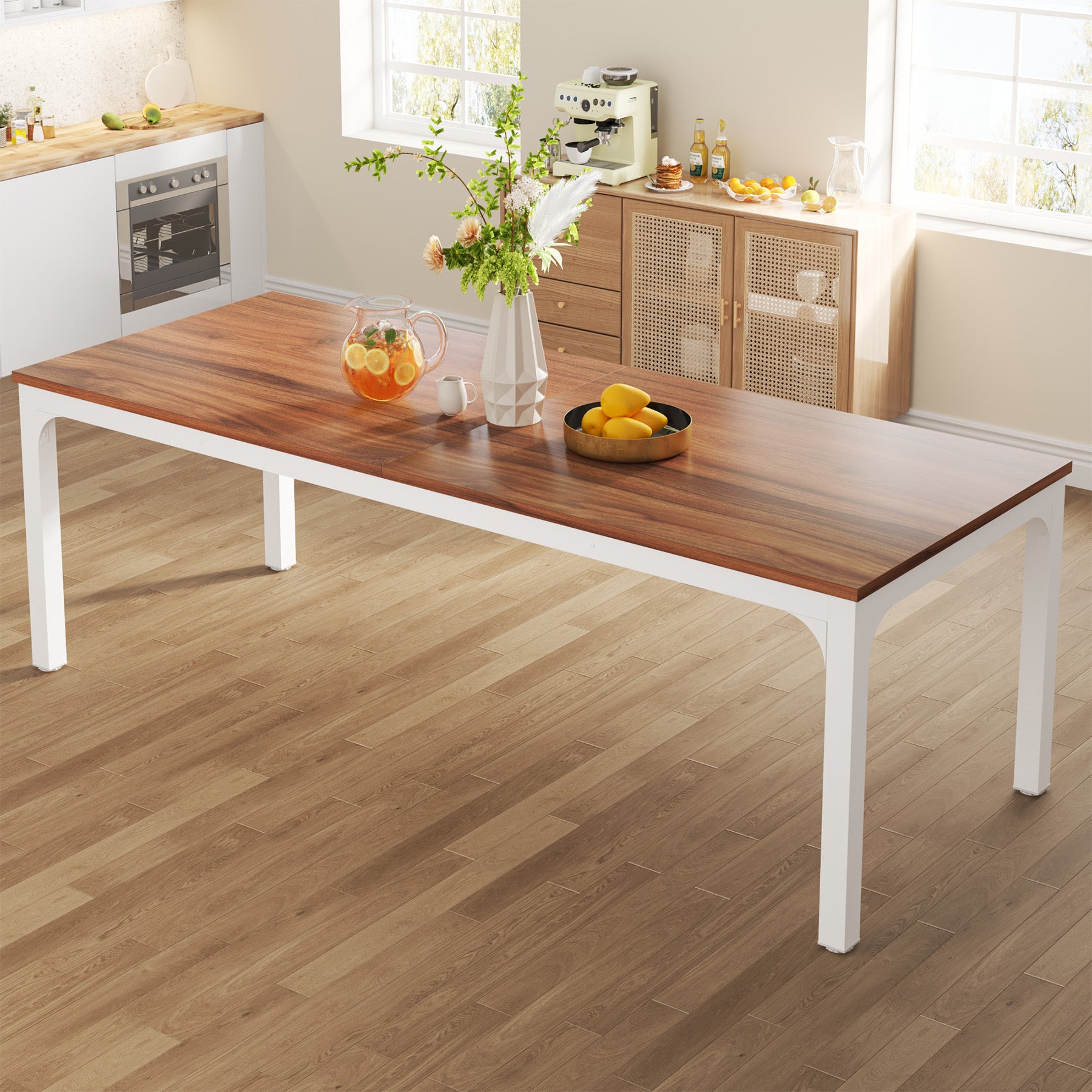 78.7" Rectangular Dining Table for 6–8 People, Long Kitchen Table