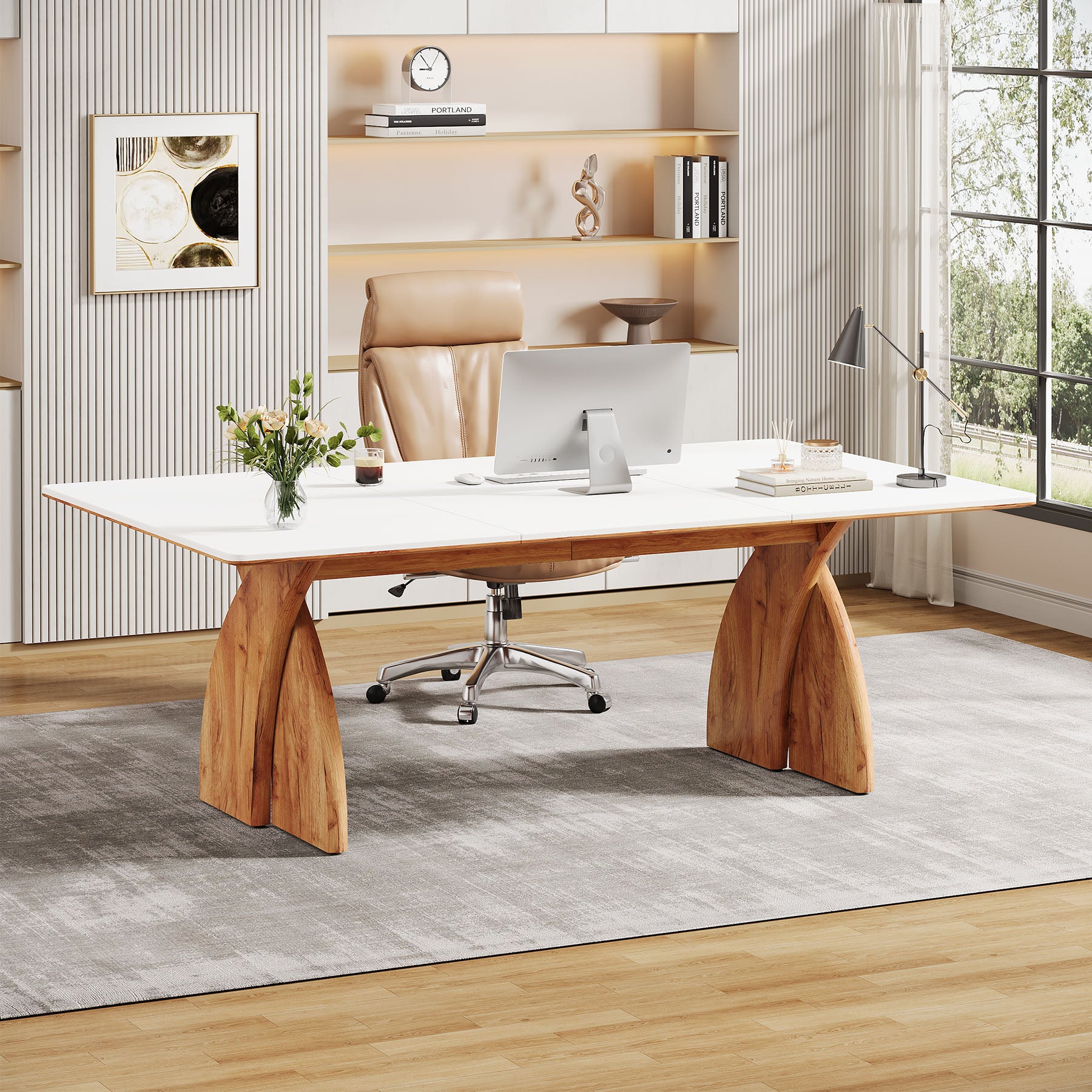 63" Executive Desk, Modern Computer Desk with Heavy Duty Legs