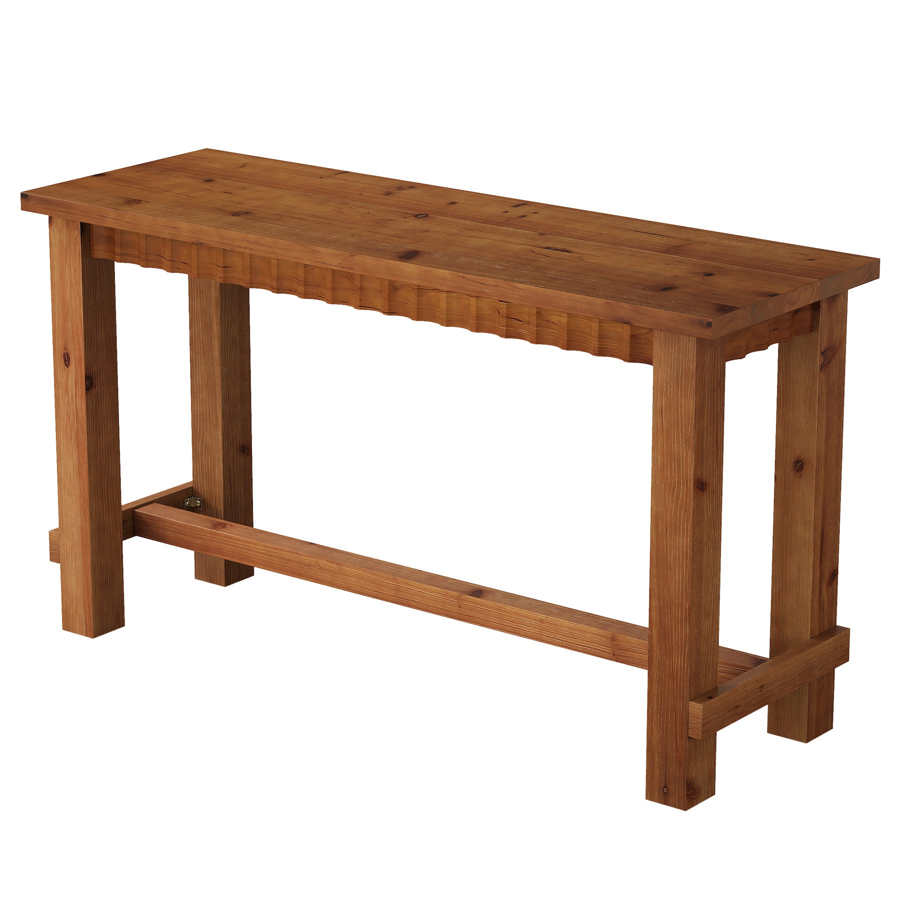 63" Solid Wood Bar Table, Rectangular Counter Height Pub Table with Footrest
