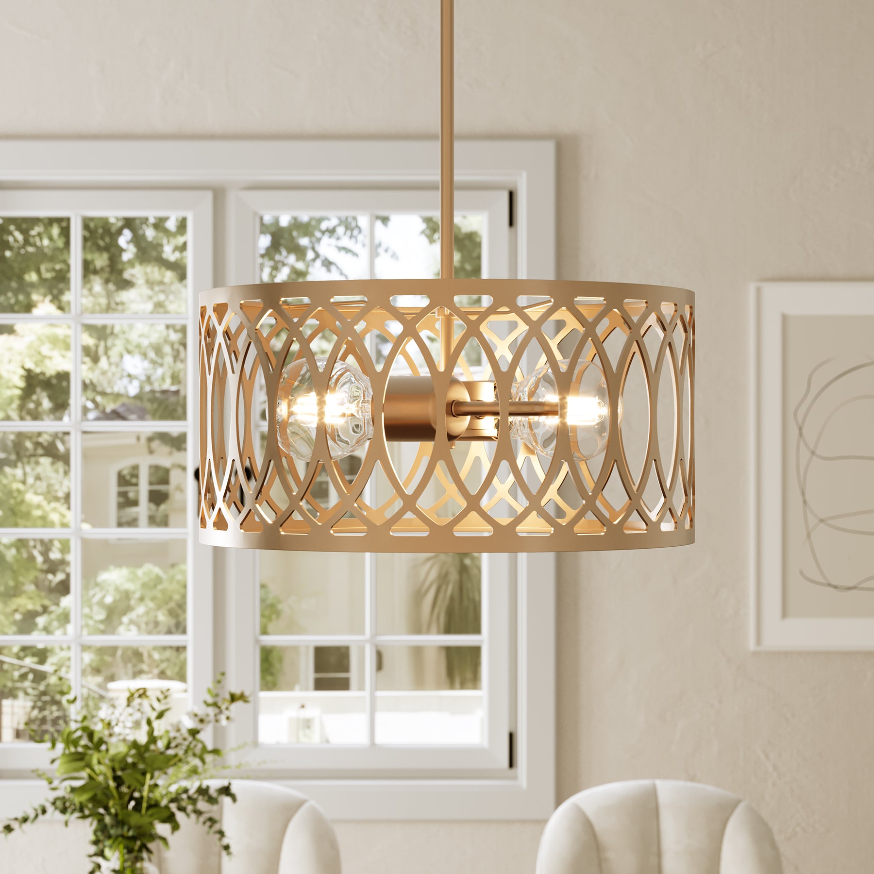13" Pendant Lights, 2-Light Modern Chandelier with Adjustable Height