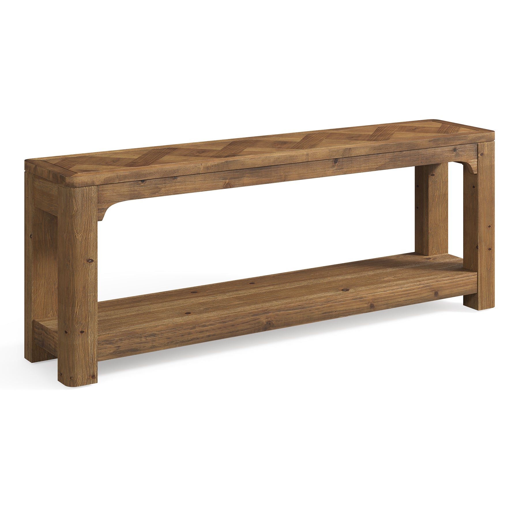 Solid Wood TV Stand for TVs Up to 65 Inches, Farmhouse Entertainment Center with Open Storage Shelves