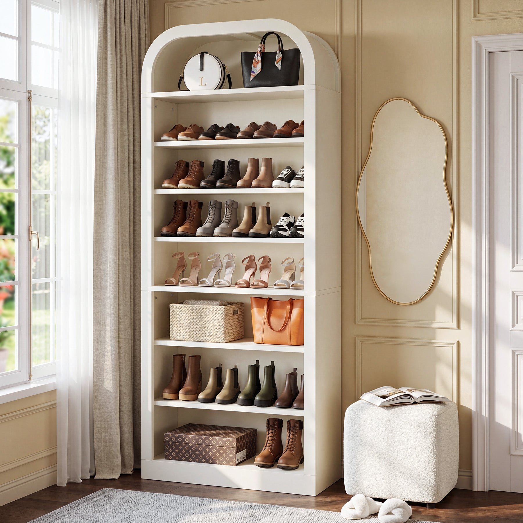 74” Tall Shoe Rack, 8-Tier Freestanding Shoe Cabinet Organizer for Entryway