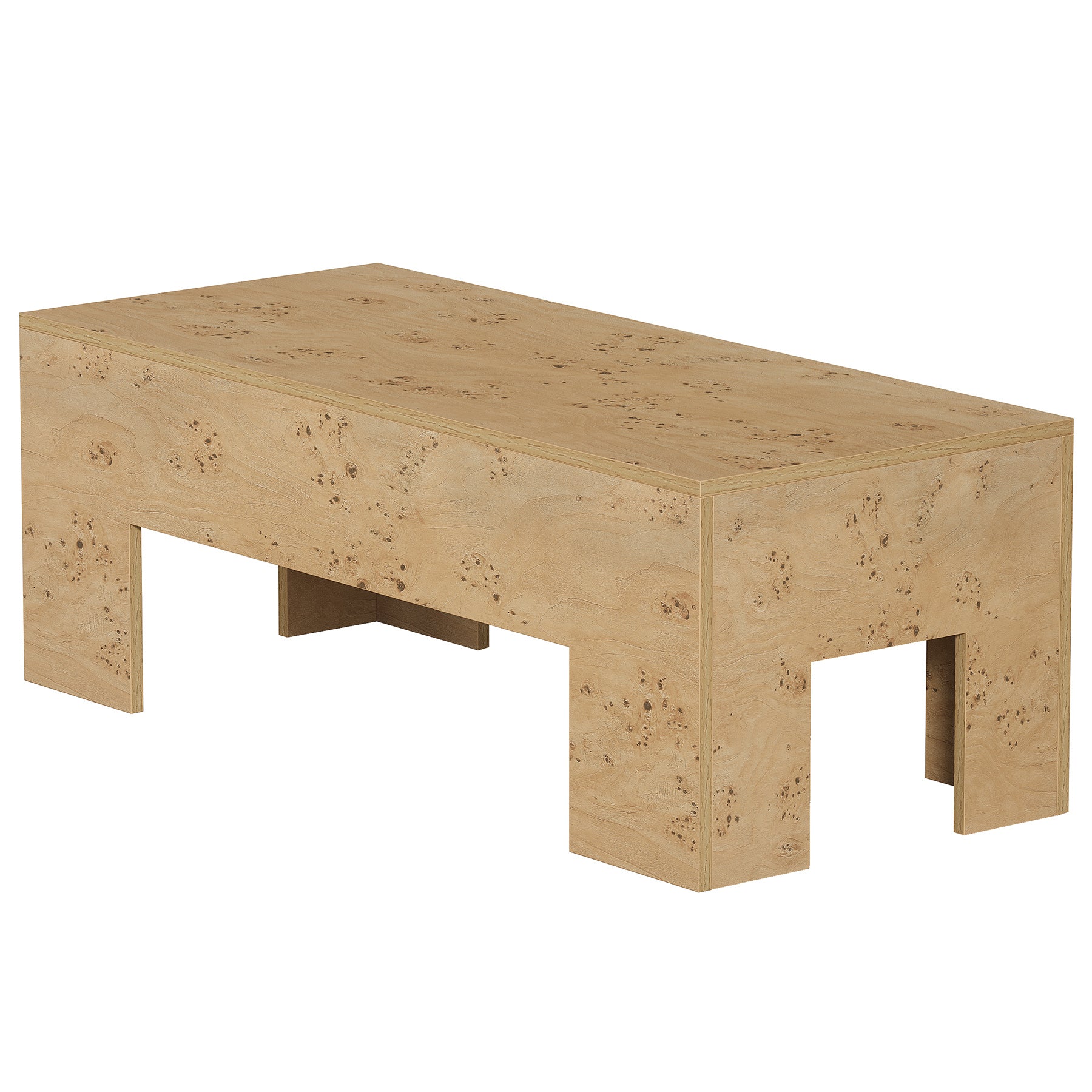 Tribesigns 55.12" Wood Coffee Table, Burl Veneer Center Table for Living Room