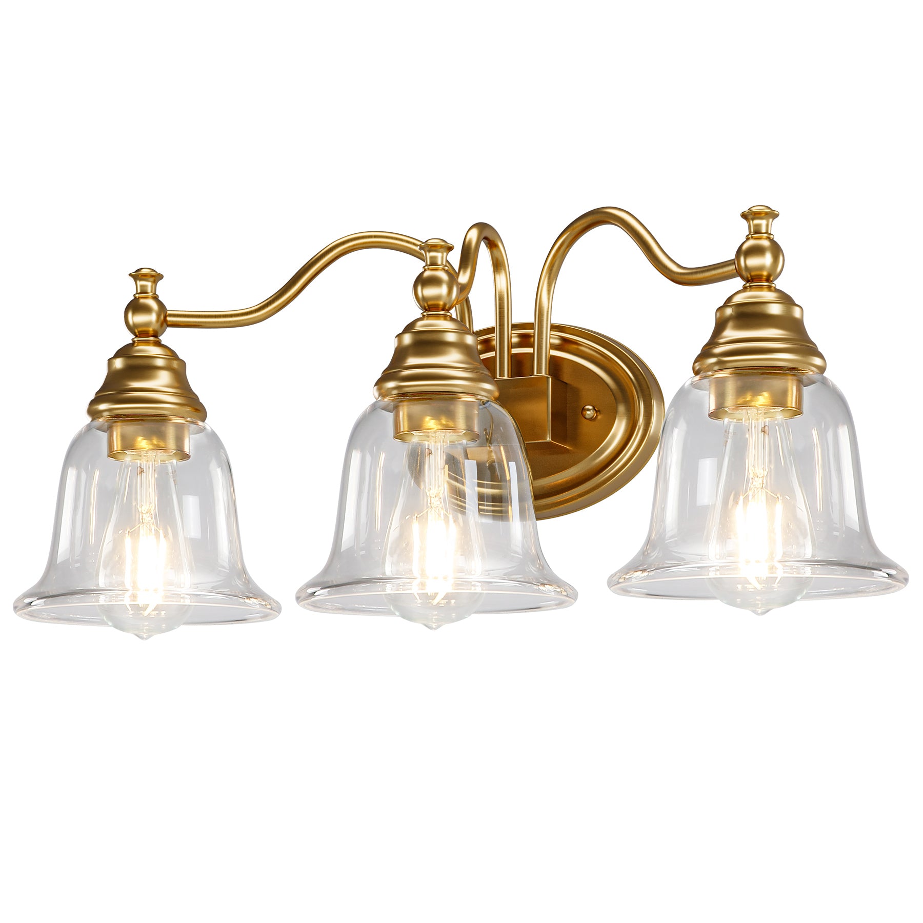 3 - Light Bathroom Light Fixtures, Modern Wall Lights with Clear Glass Shade Tribesigns