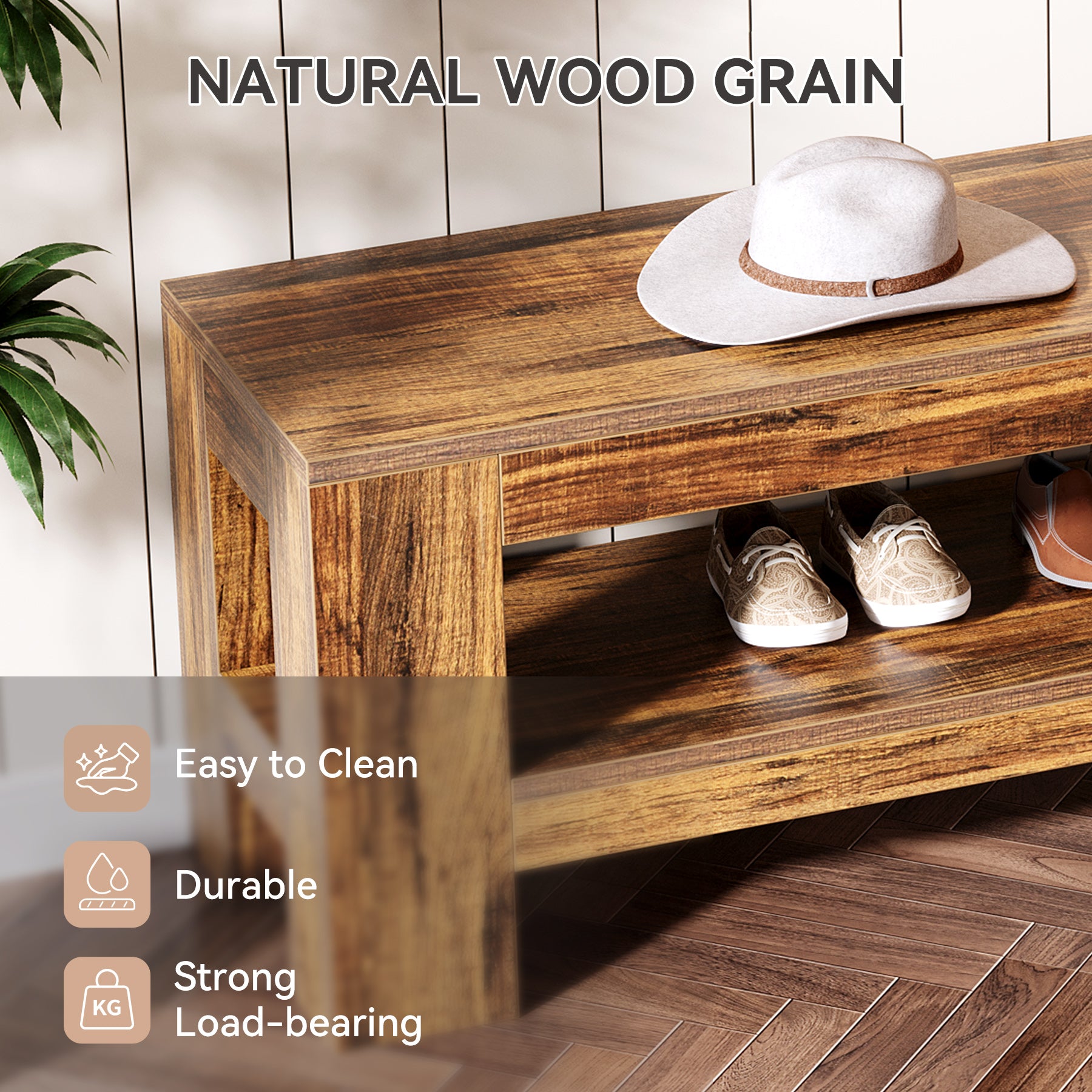 59" Entryway Bench, Farmhouse Indoor Console Shoe Bench End of Bed Table