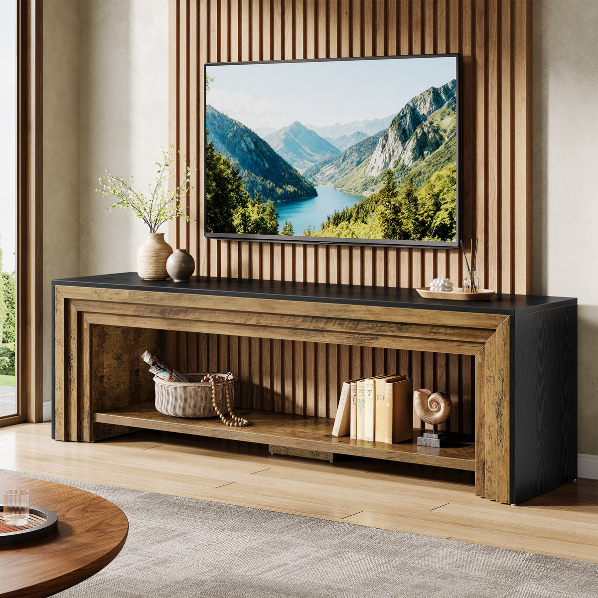 tv dresser 70 Inch Wood Stand for Up to 80 Inch TVs tipping Device Multi Waist Size:30″ redo:womens encore How to tie a