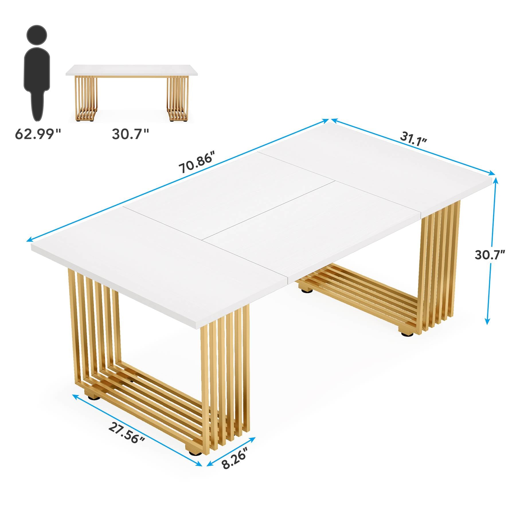 Modern Dining Table, 70.8 Inches Kitchen Table for 6-8 People