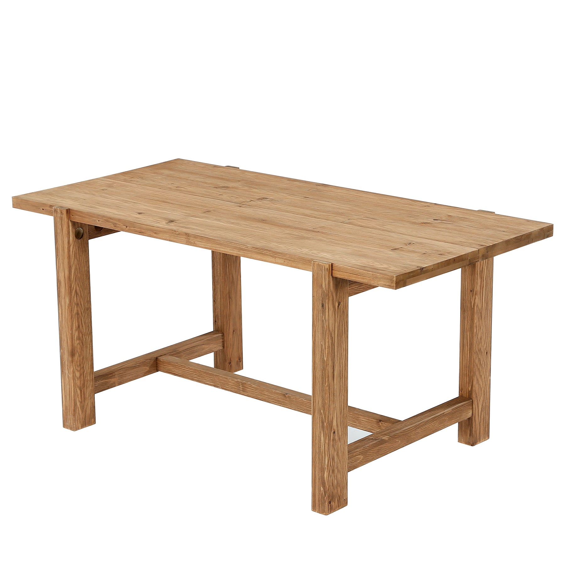 63 Inch Solid Wood Dining Table, Farmhouse Rectangular Table for Kitchen Dining Room 4-6 People
