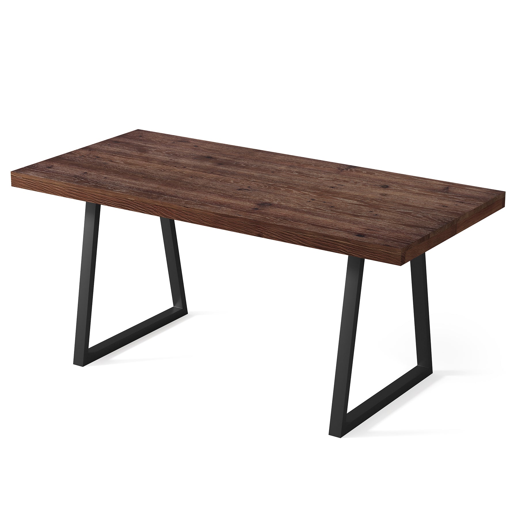 63" Industrial Dining Table, Solid Wood Rectangular Kitchen Table for 4-6 People