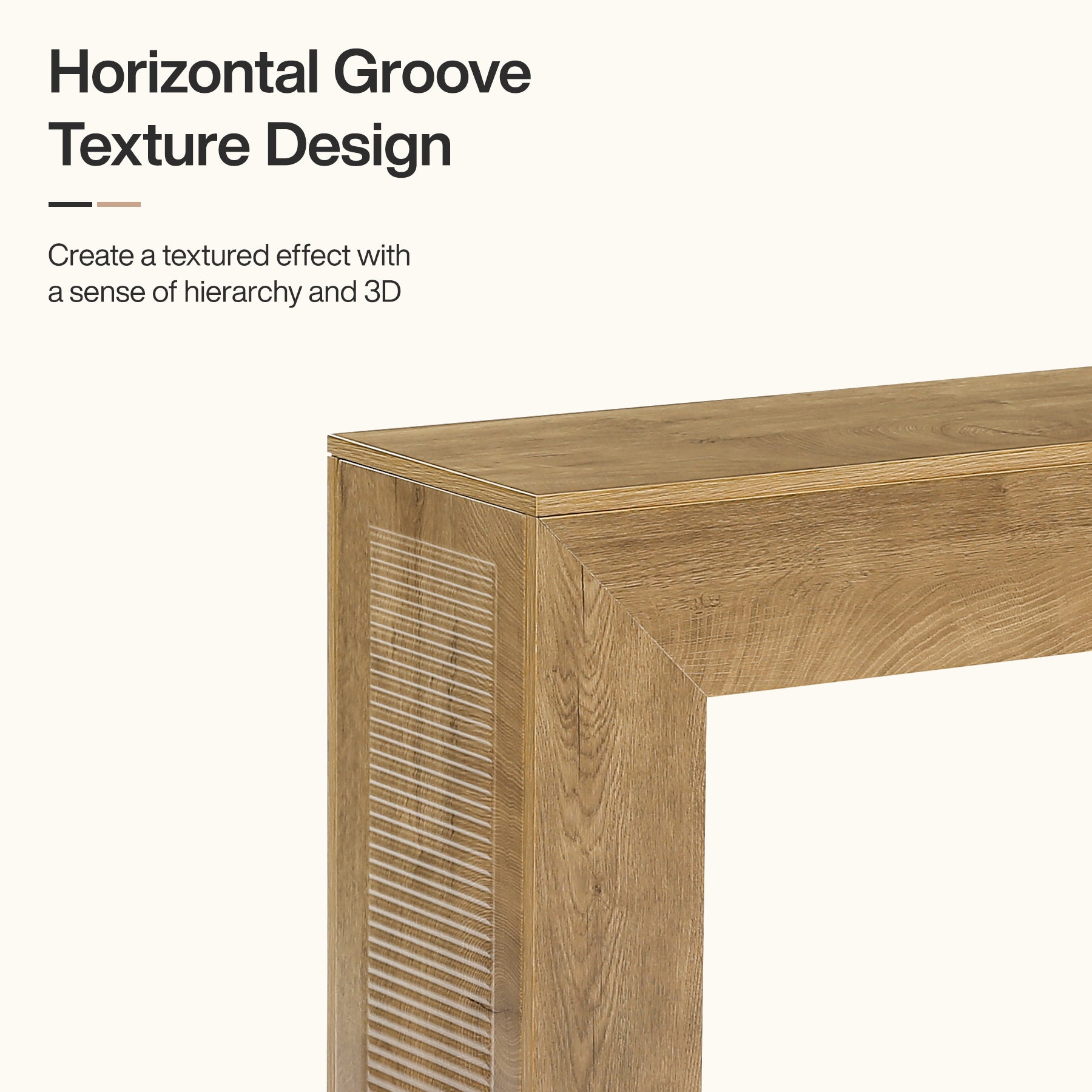 43.3" Entryway Console Table, Small Sofa Table with Fluted Design Behind Couch