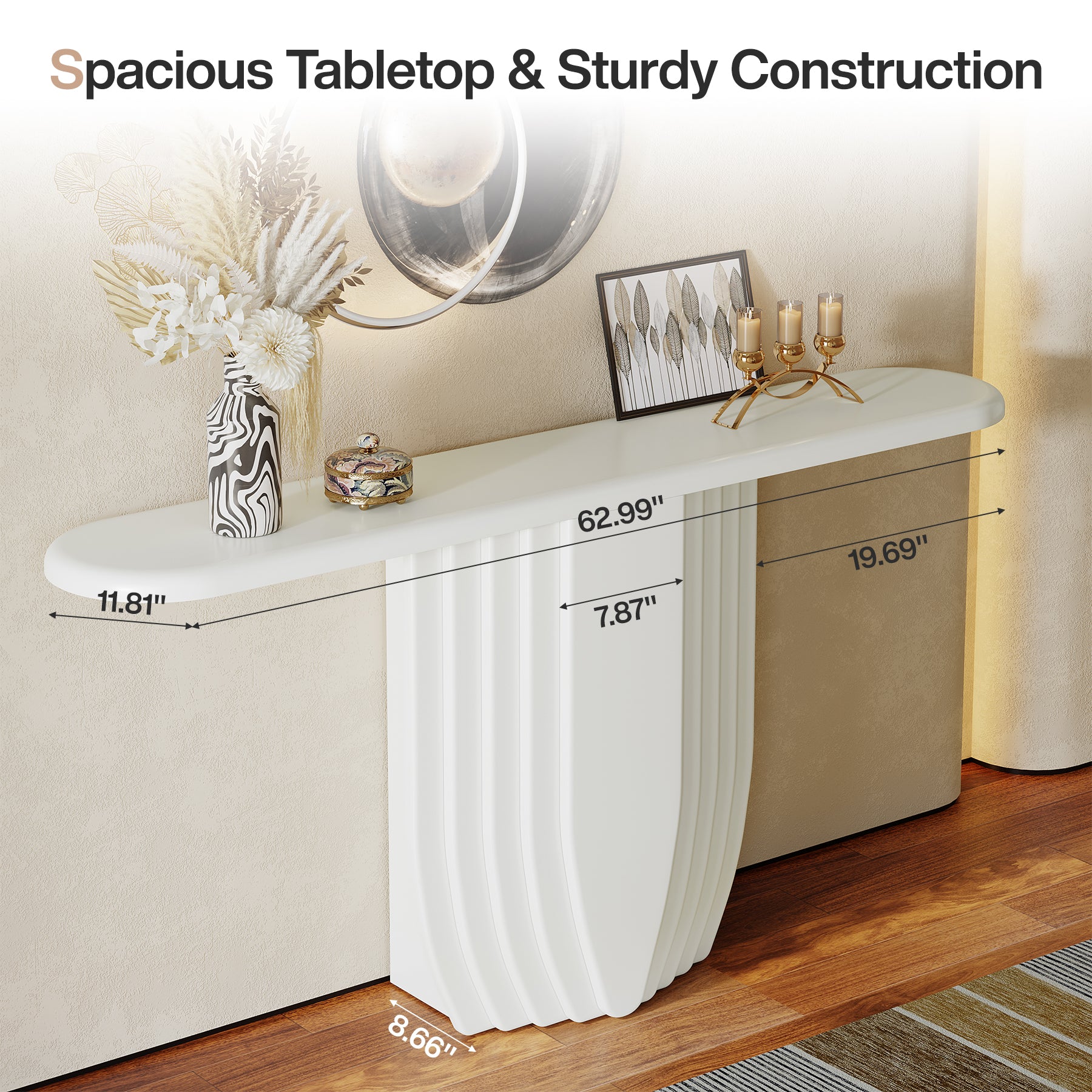 Modern Console Table, 63" Entryway Sofa Table with Geometric Base