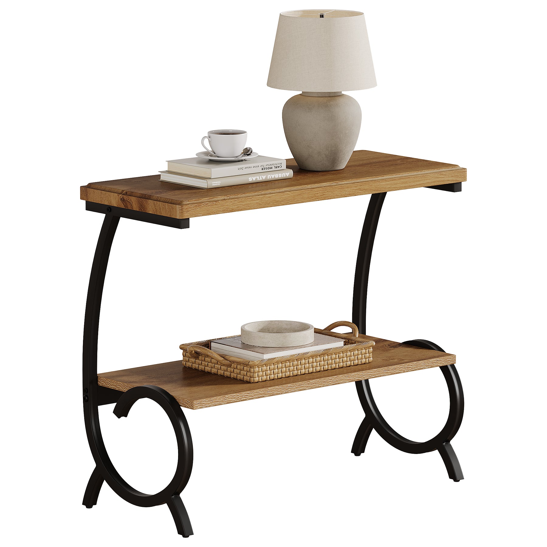 Tribesigns 2-Tier End Table, J-Shaped Side Table for Living Room