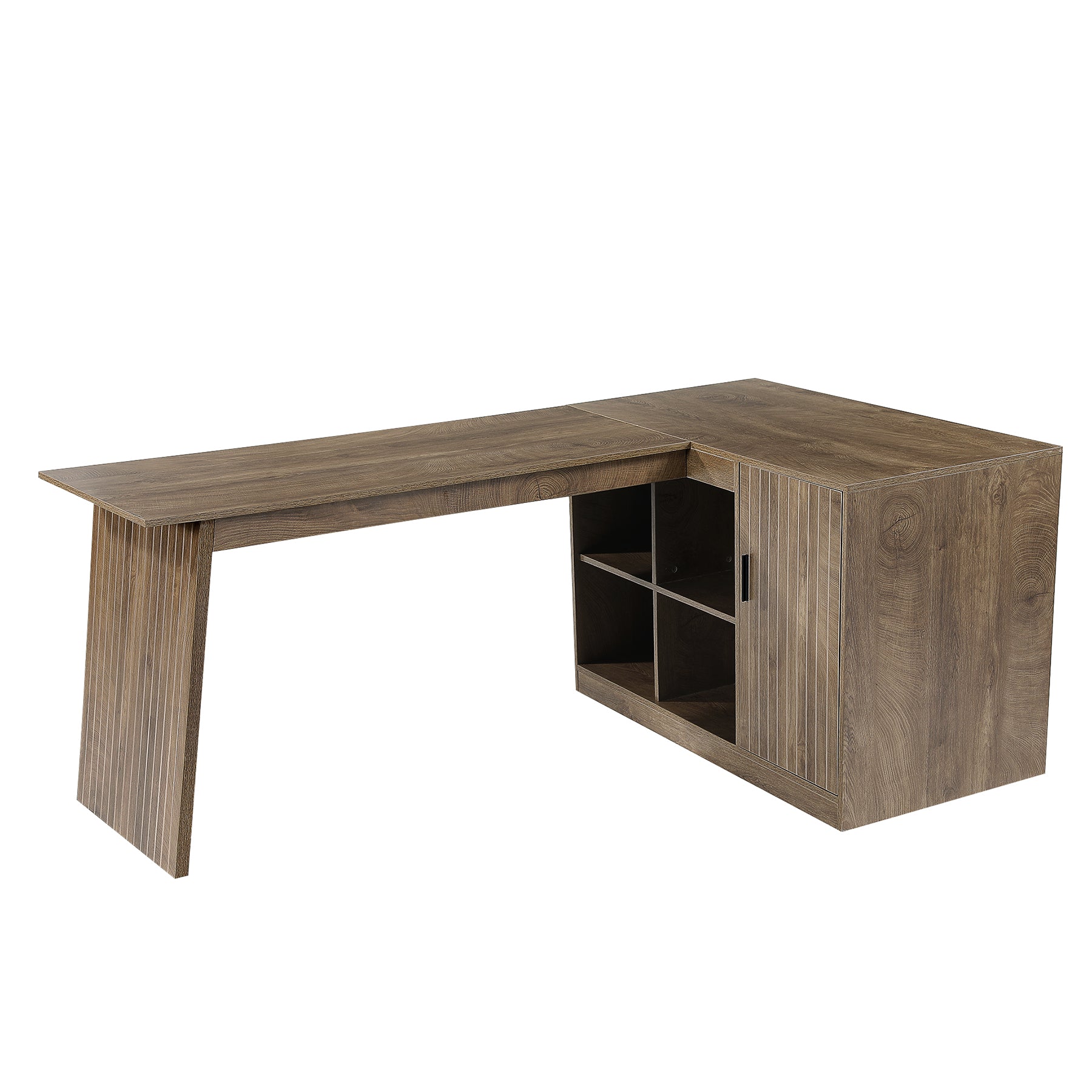 L-Shaped Desk, 66" Computer Desk with Shelves and Storage Cabinet for Home Office