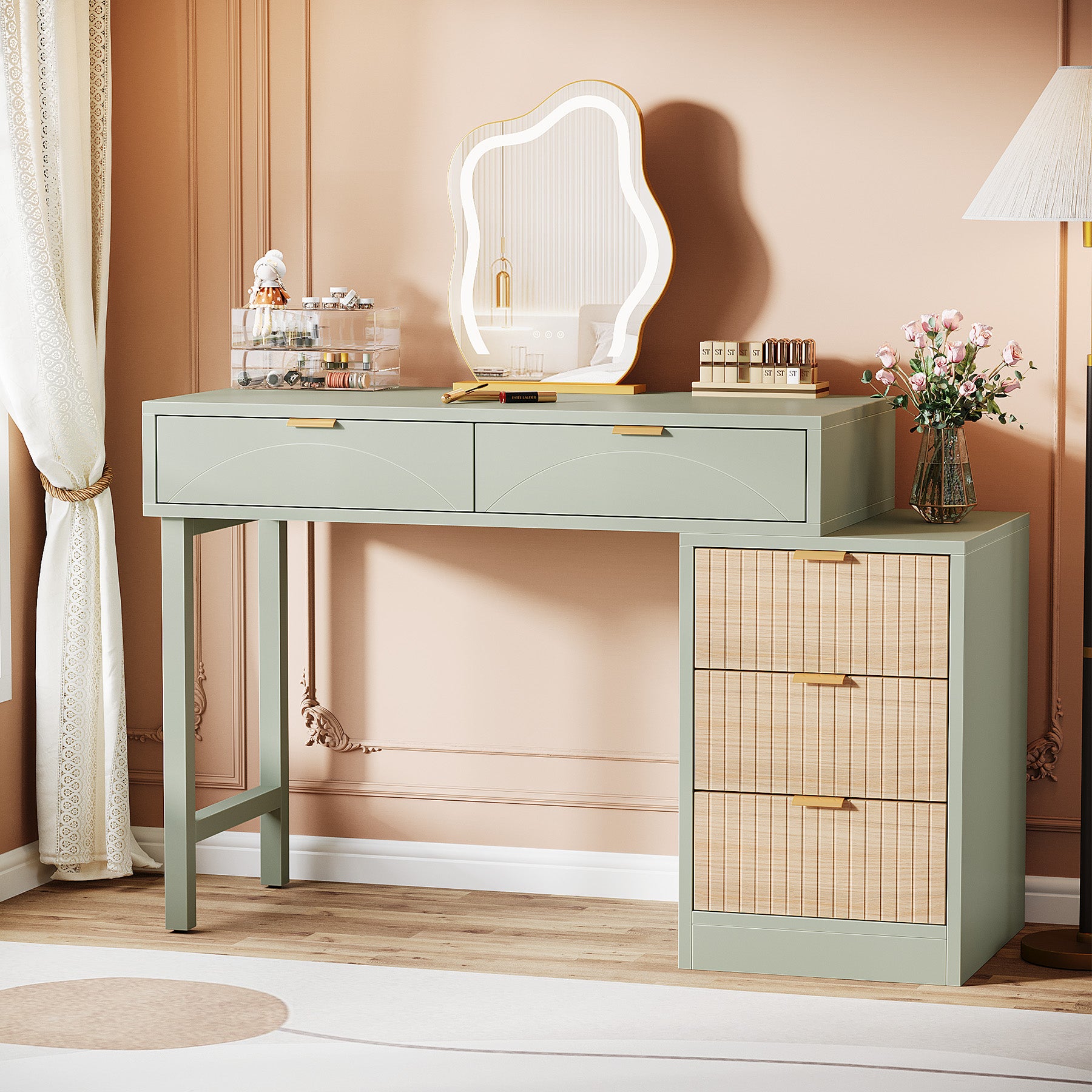 55" Computer Desk, Modern Home Office Desk Study Desk, Mint Green 55" Computer Desk, Modern Home Office Desk Study Desk, Mint Green