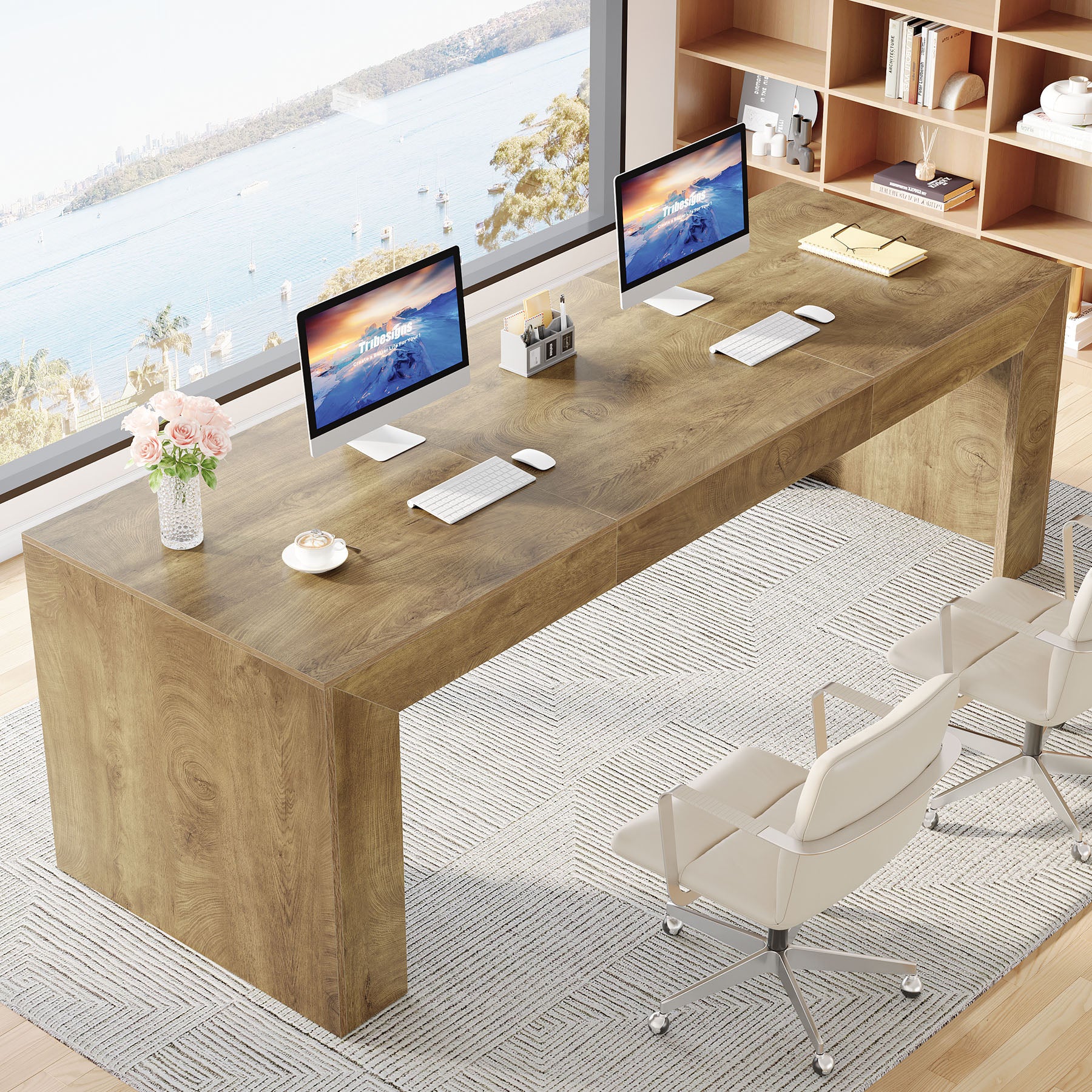 78.7" Computer Desk, Long Two-Person Desk Executive Desk for Home Office