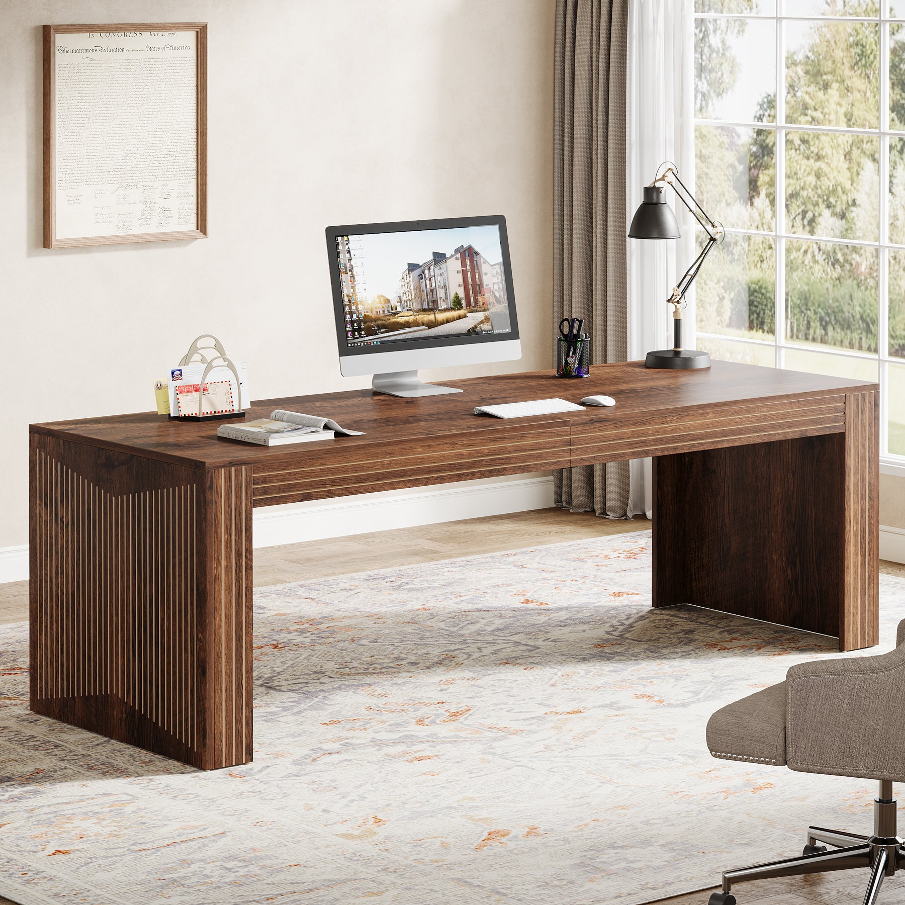 79" Two Person Desk, Double Computer Desk for Home Office