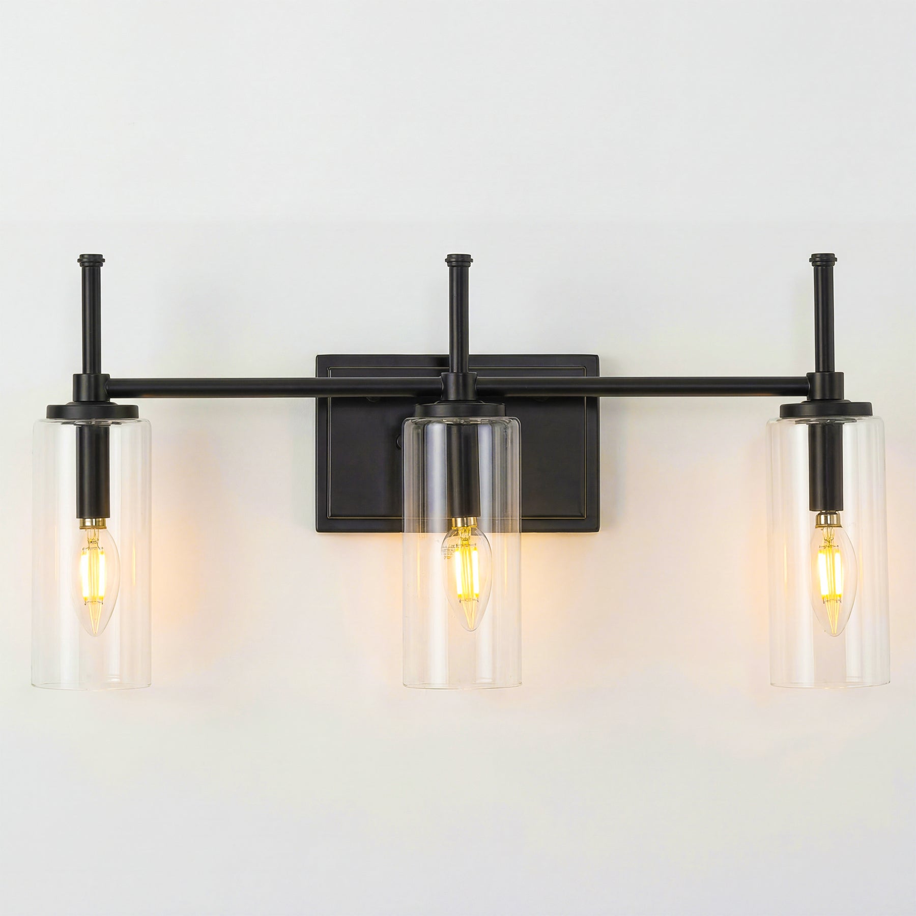 3-Light Vanity Light Fixture, Modern Bathroom Wall Sconce with Clear Glass Shades