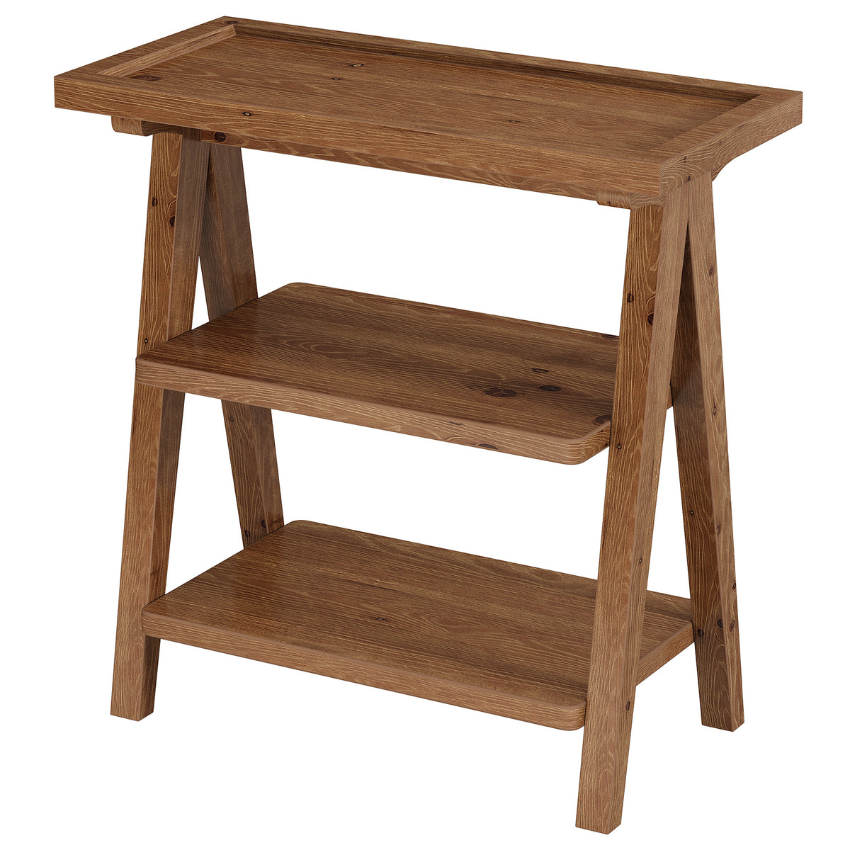 Solid Wood End Table, 3-Tier Side Table Farmhouse Accent Table for Small Spaces