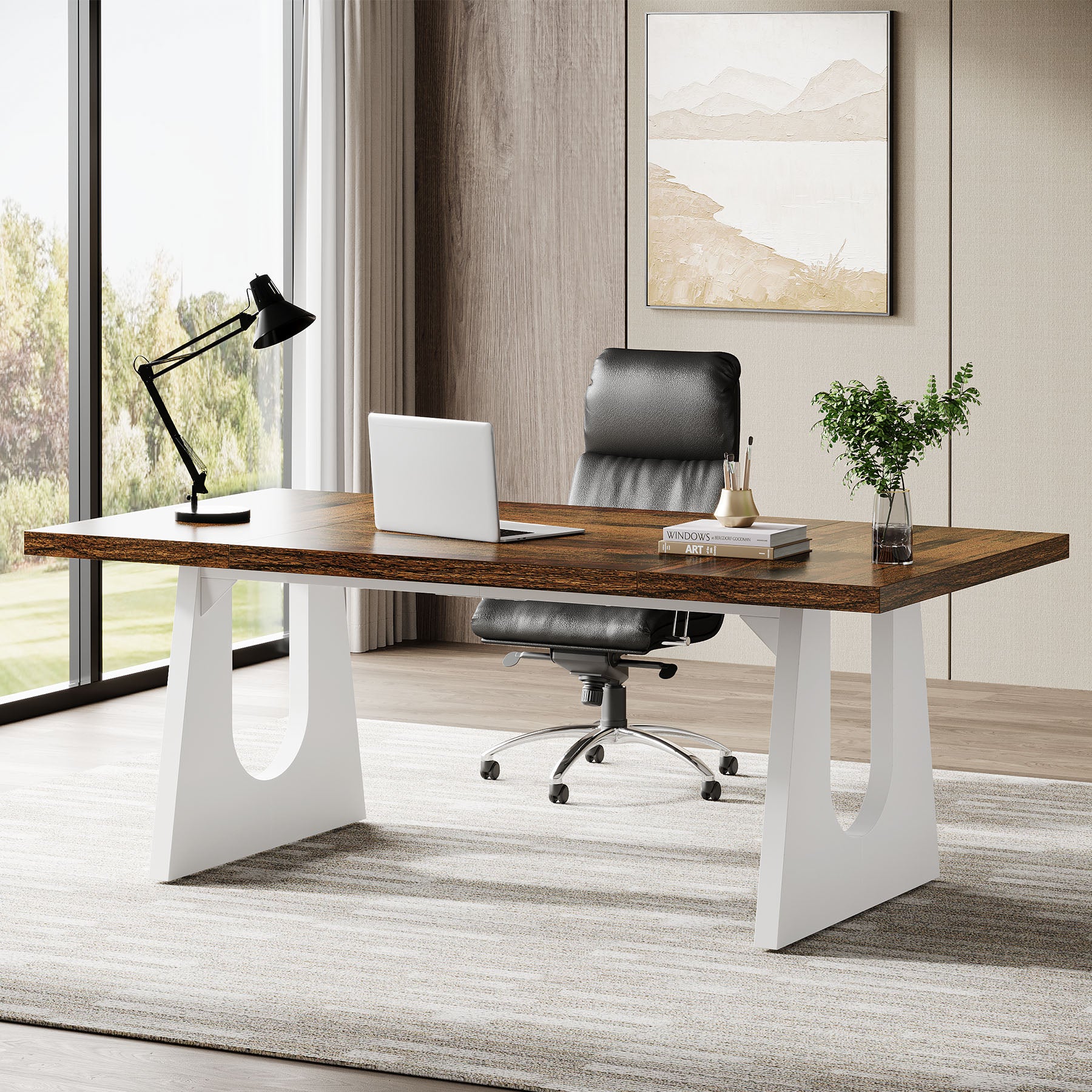 70.86" Executive Desk, Modern Computer Office Desk Workstation