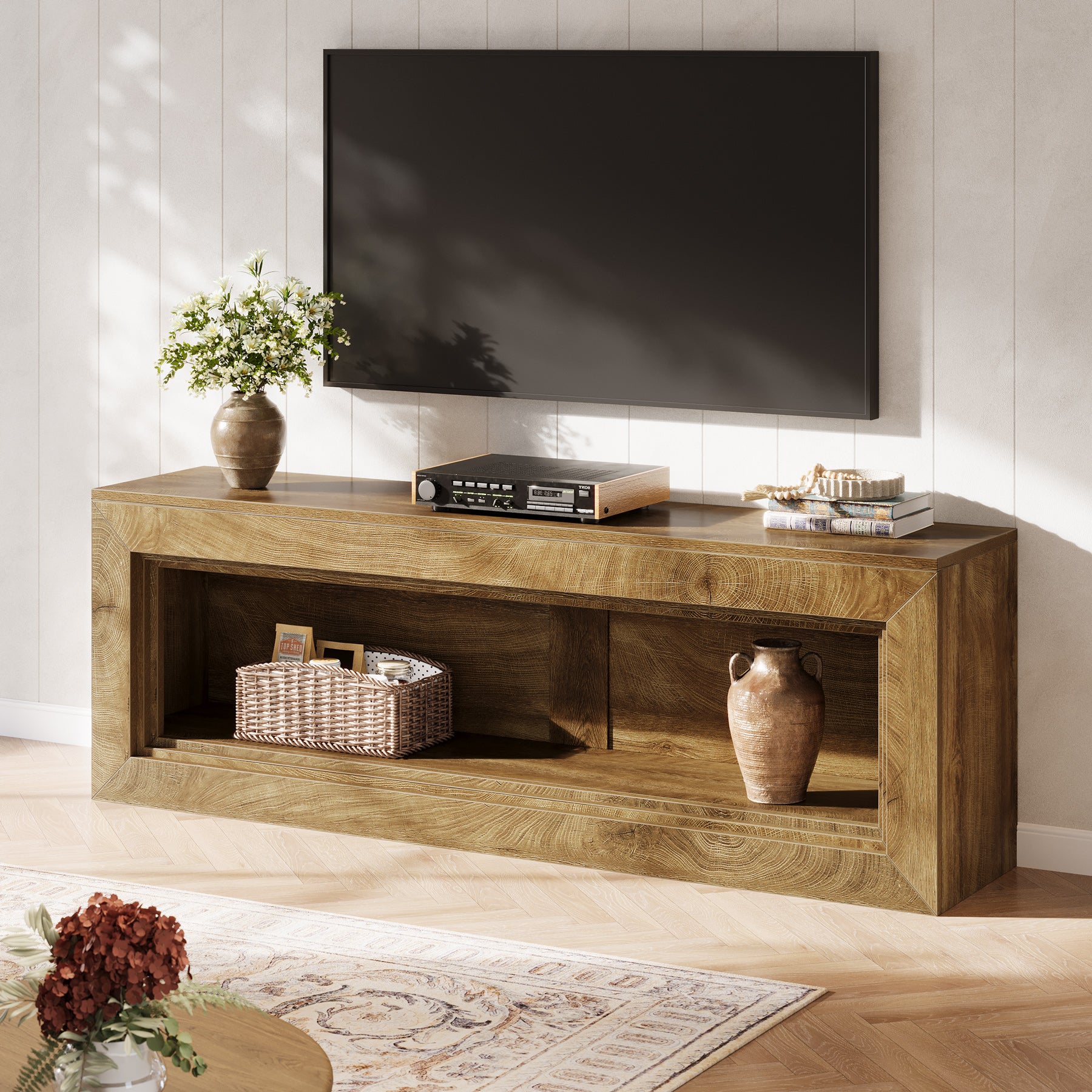 63" TV Stand for TV up to 75", Entertainment Center Stand with Storage Shelves