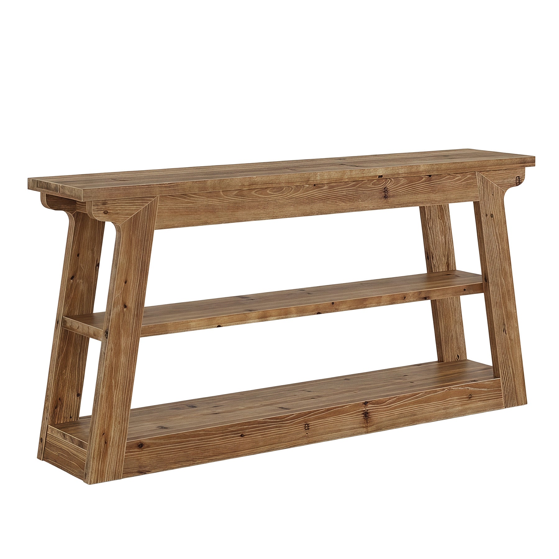 63" Console Table, 3-Tier Solid Wood Sofa Table Entryway Table for Hallway