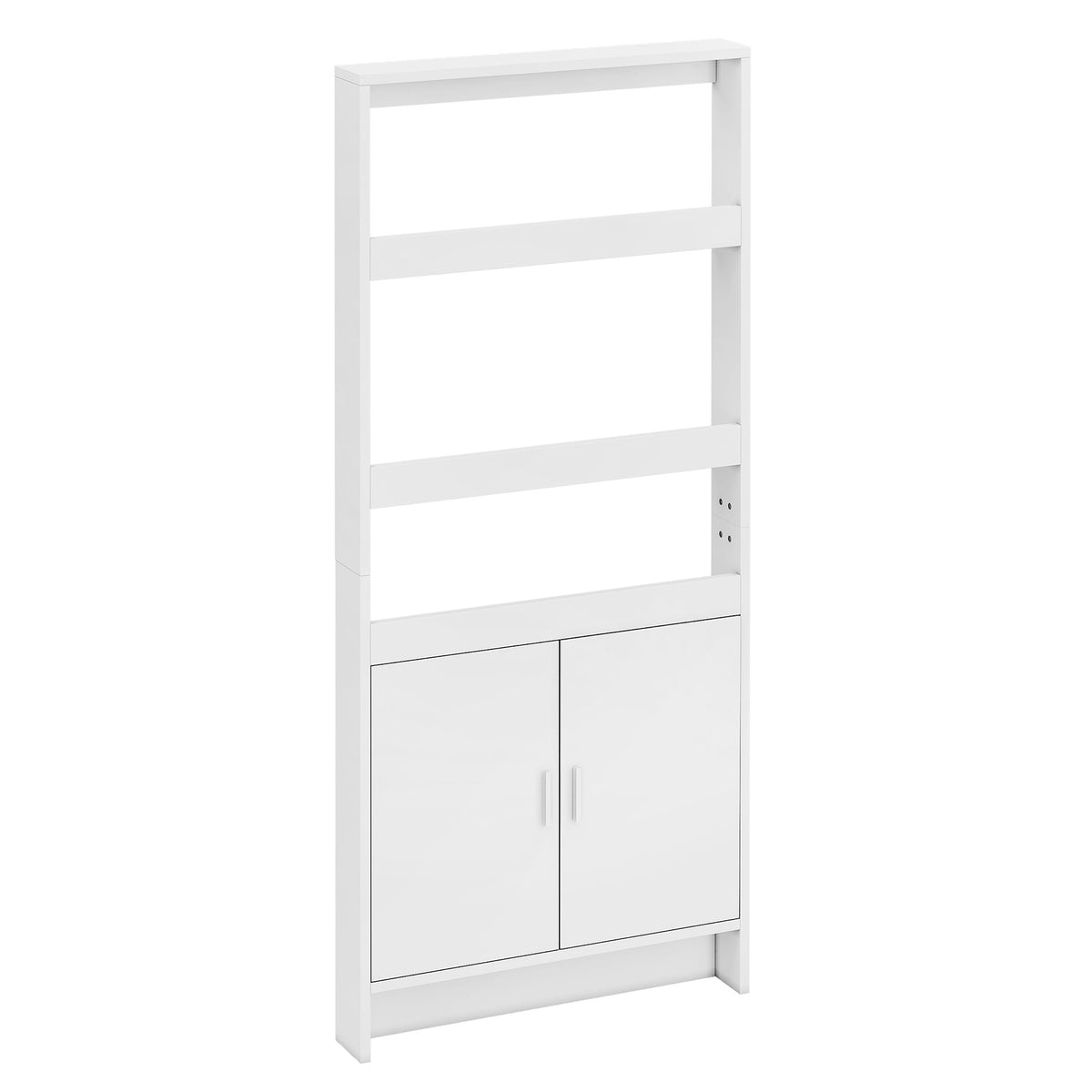 70.9" H Behind The Door Bookshelf, 5-Tier Narrow Bookcase with Open Shelves & Closed Cabinet