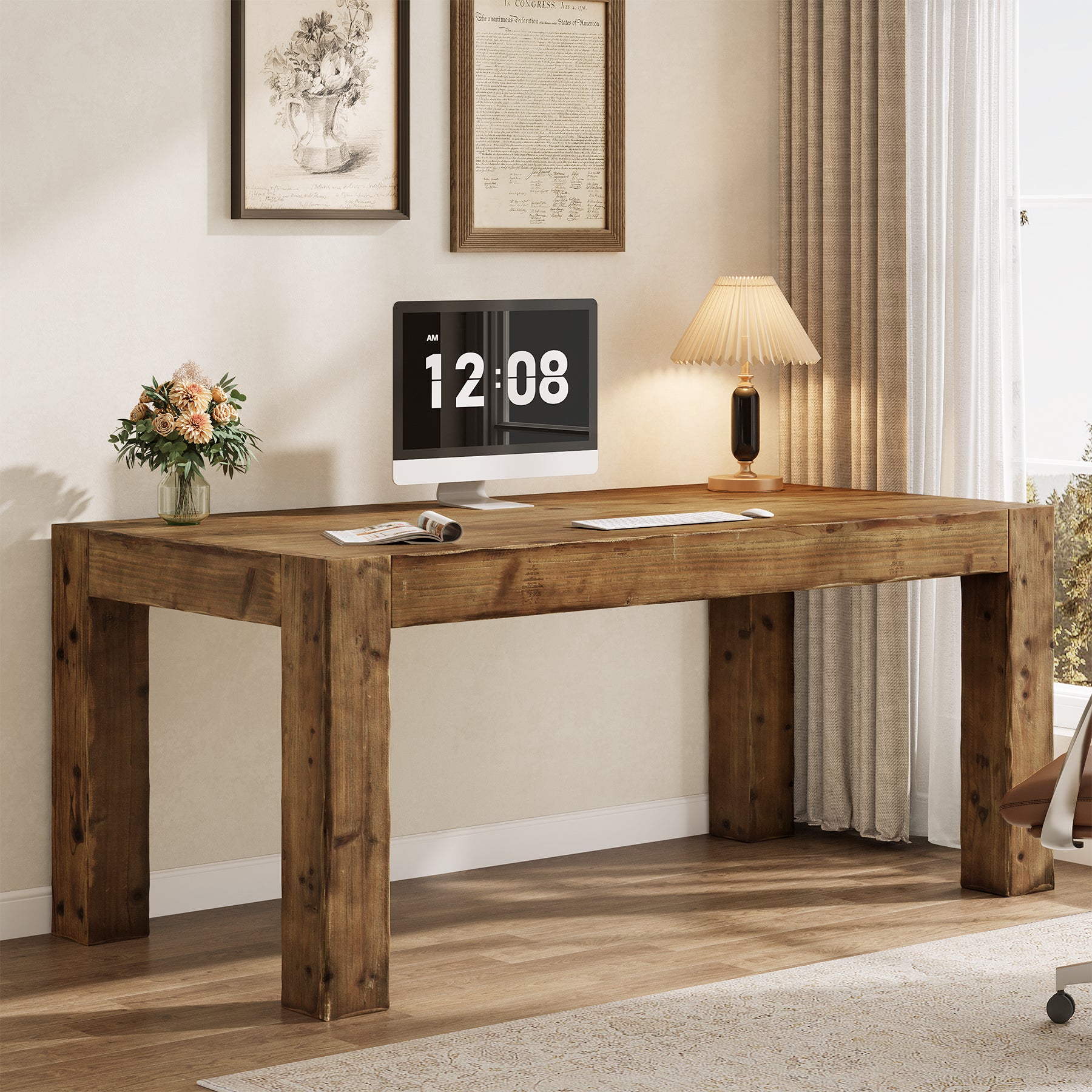 63" Executive Desk, Office Computer Desk with Thick Desktop