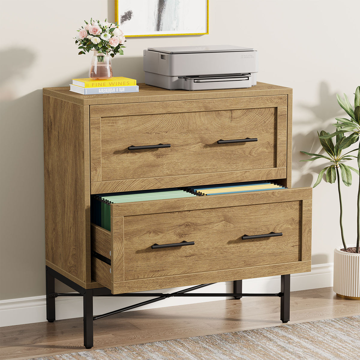 2-Drawer File Cabinet, Lateral Storage Cabinet Printer Stand